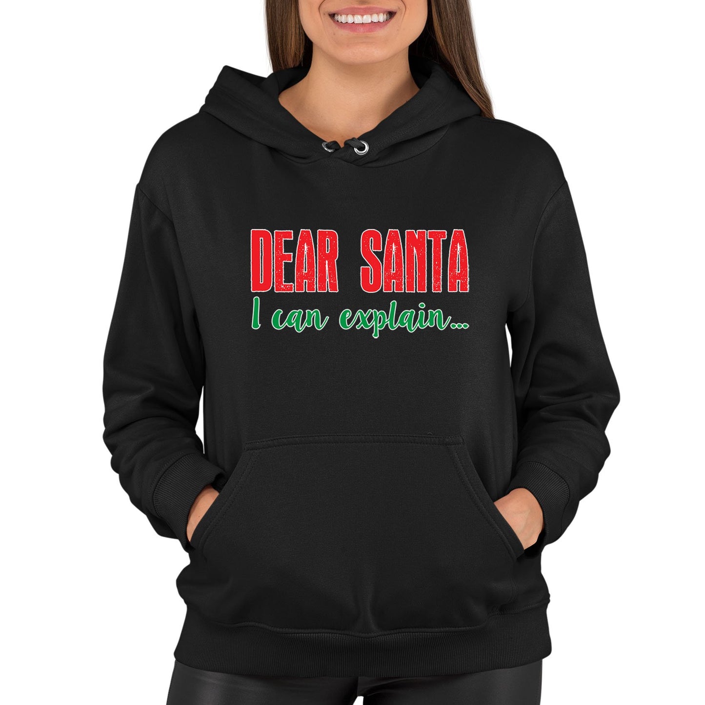 Dear Santa I Can Explain Funny Christmas Womens Pullover Hoodie