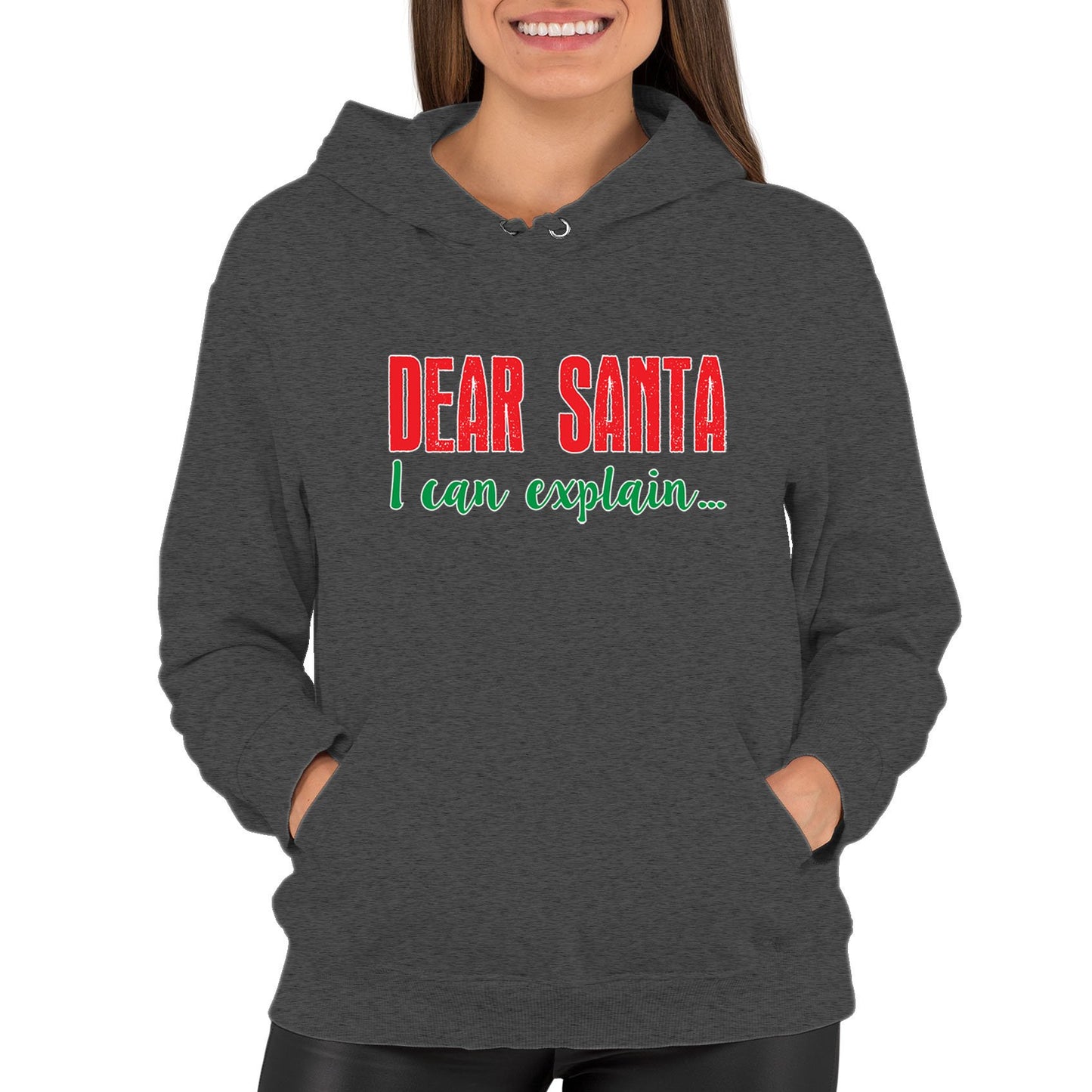 Dear Santa I Can Explain Funny Christmas Womens Pullover Hoodie