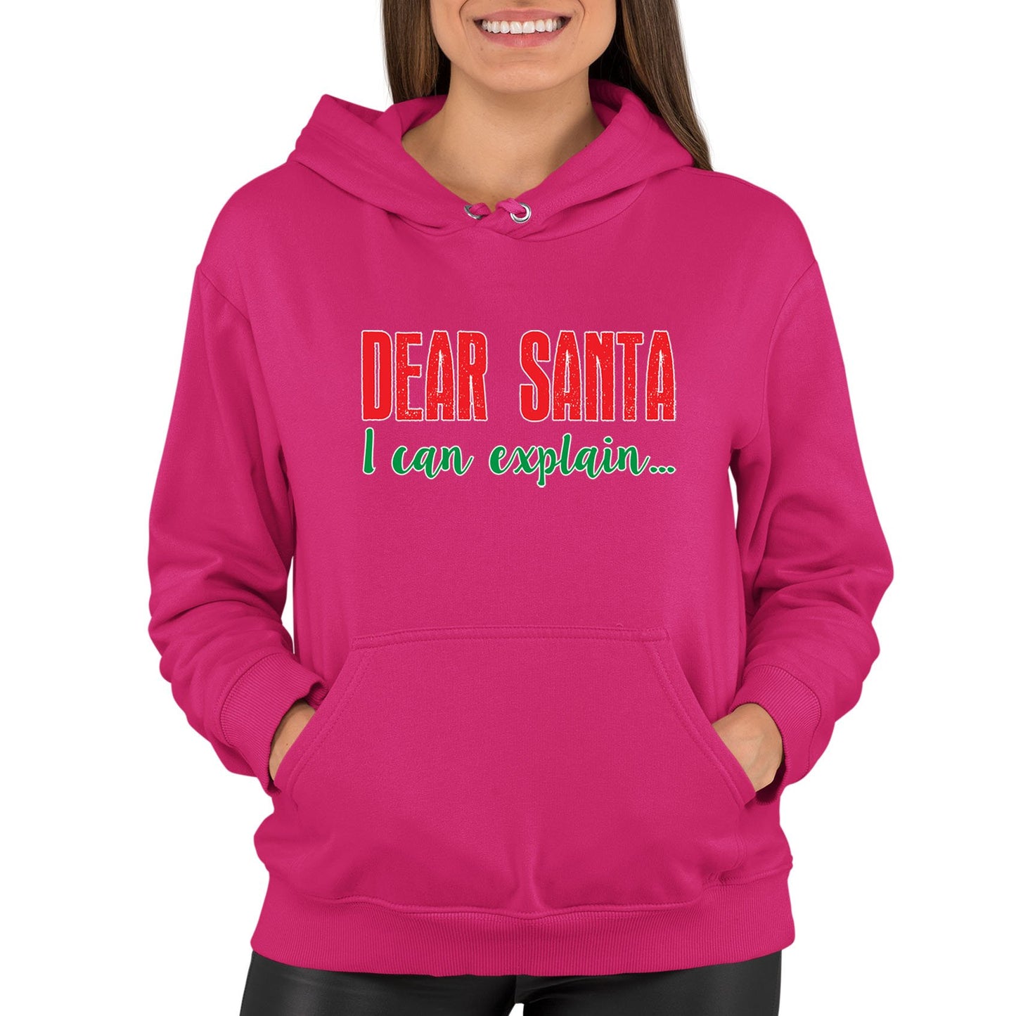 Dear Santa I Can Explain Funny Christmas Womens Pullover Hoodie