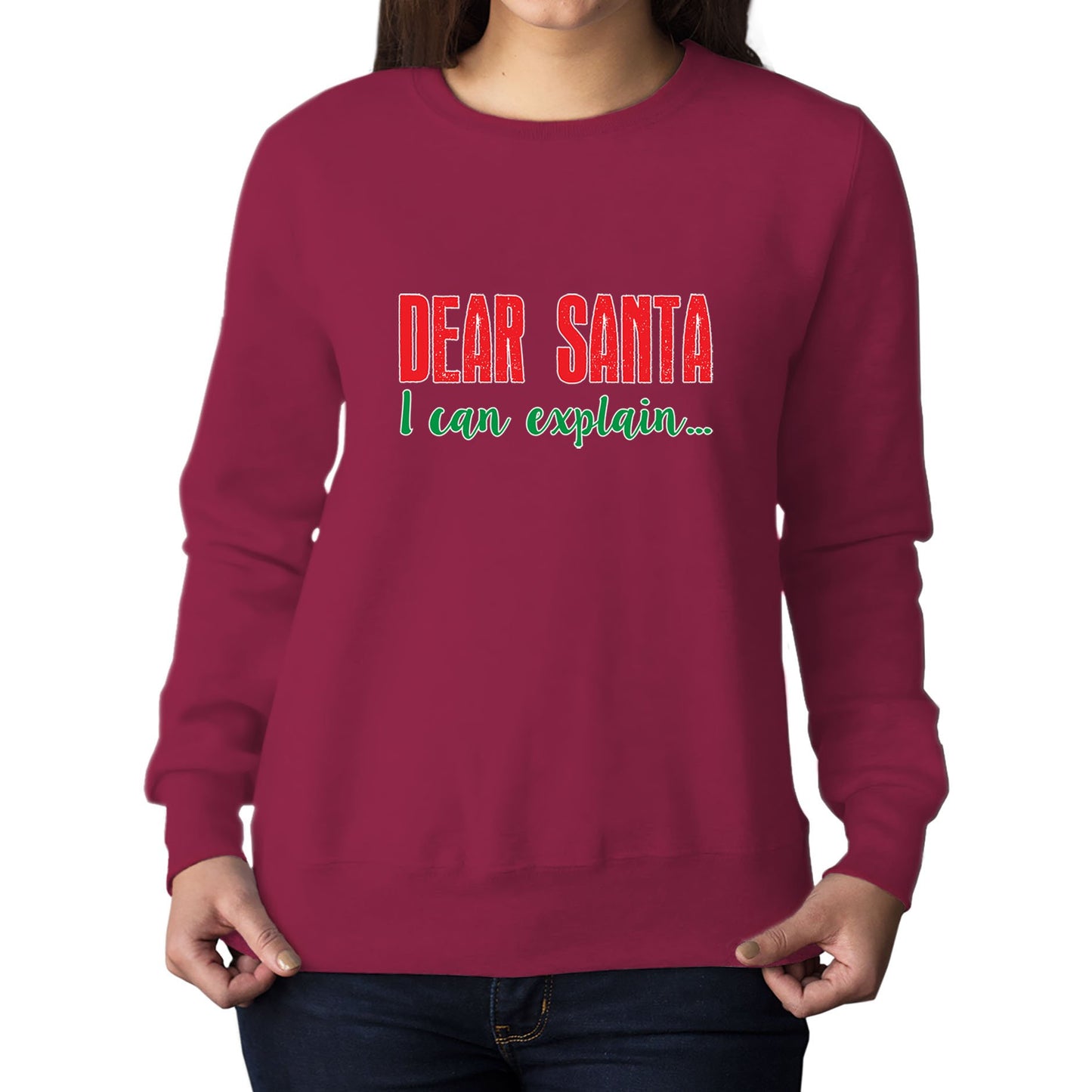 Dear Santa I Can Explain Funny Christmas Womens Sweatshirt