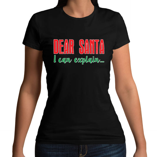 Dear Santa I Can Explain Funny Christmas Womens T-shirt