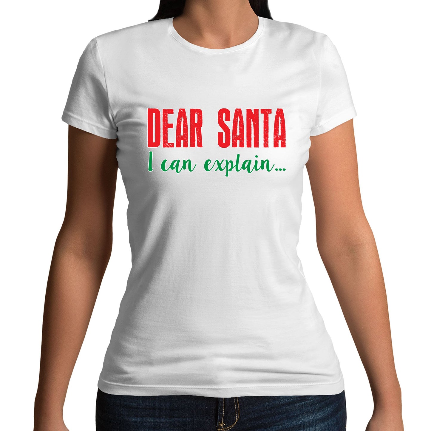 Dear Santa I Can Explain Funny Christmas Womens T-shirt