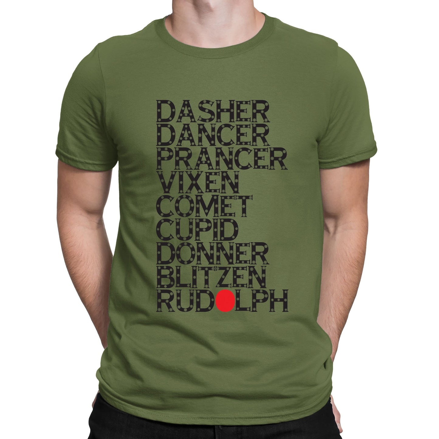 Reindeer Names Christmas Mens T-shirt