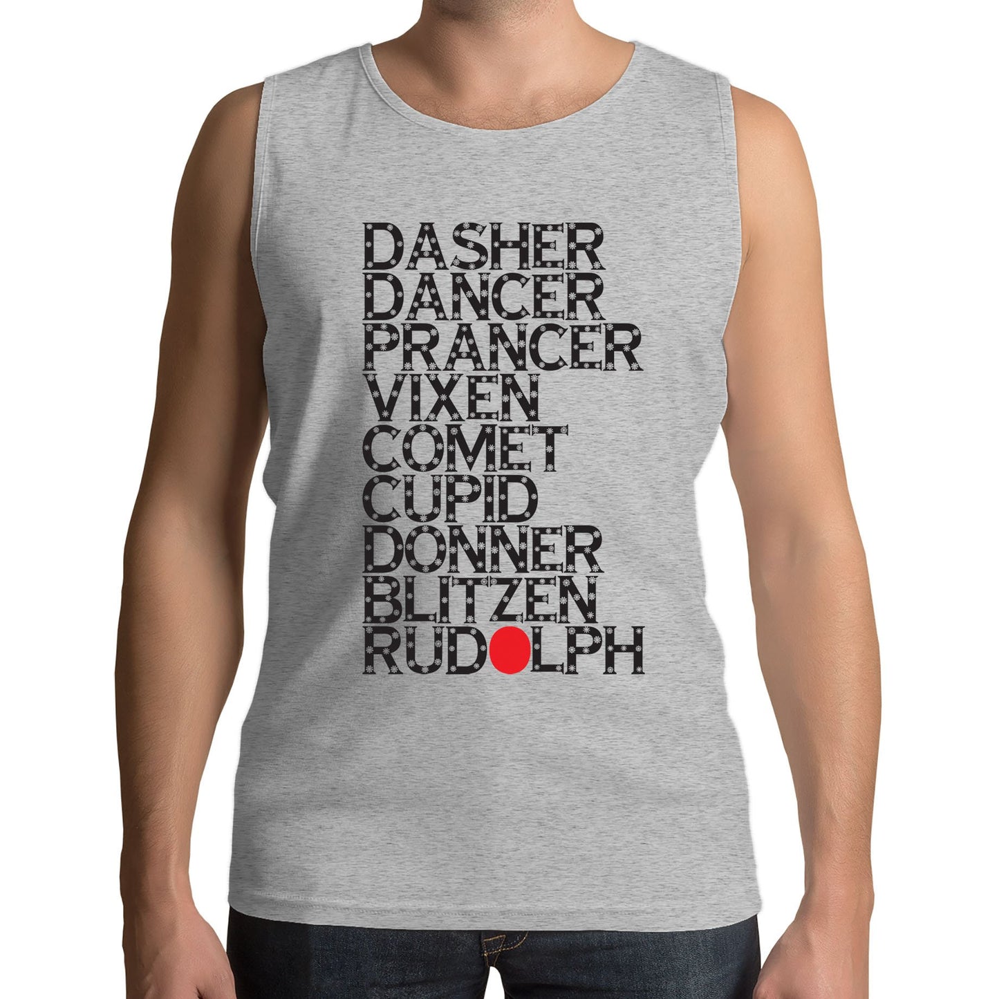 Reindeer Names Christmas Mens Vest