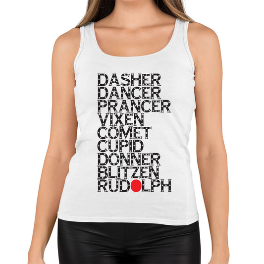 Reindeer Names Christmas Womens Vest