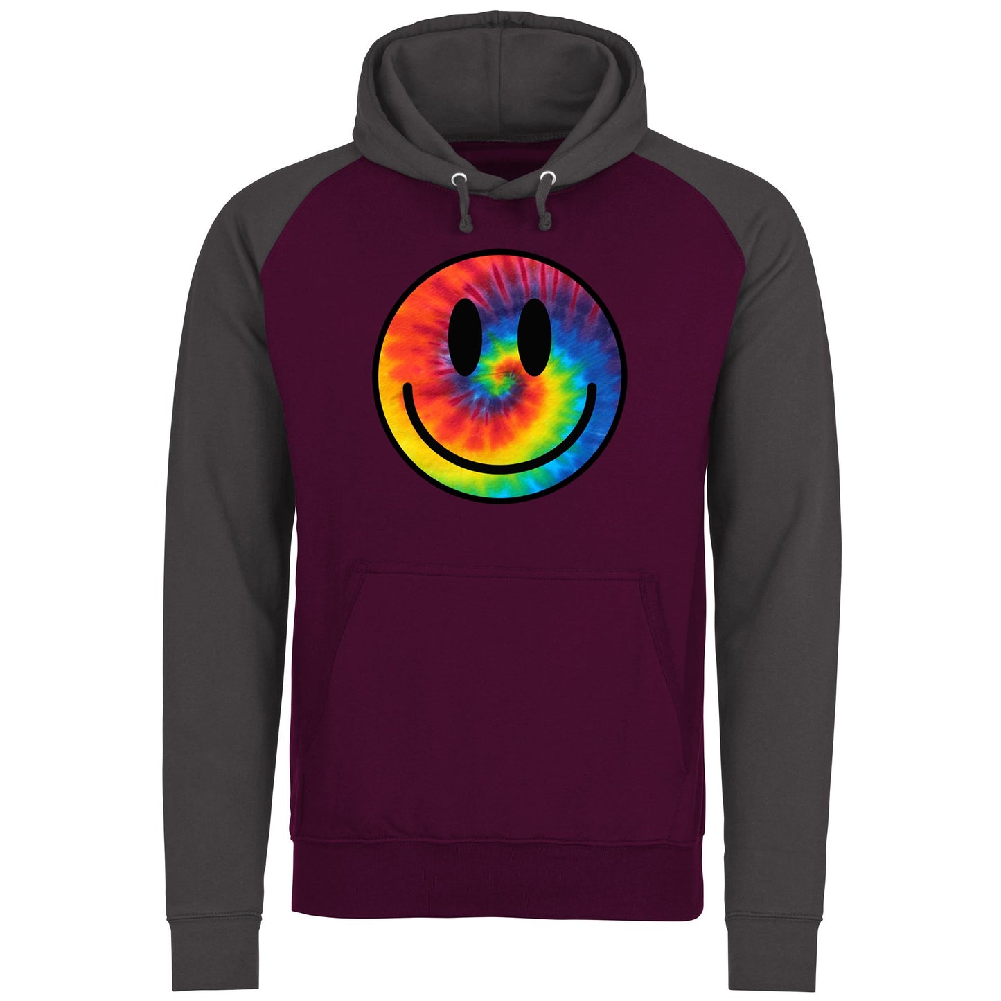 Tie Dye Smiley Baseball Hoodie