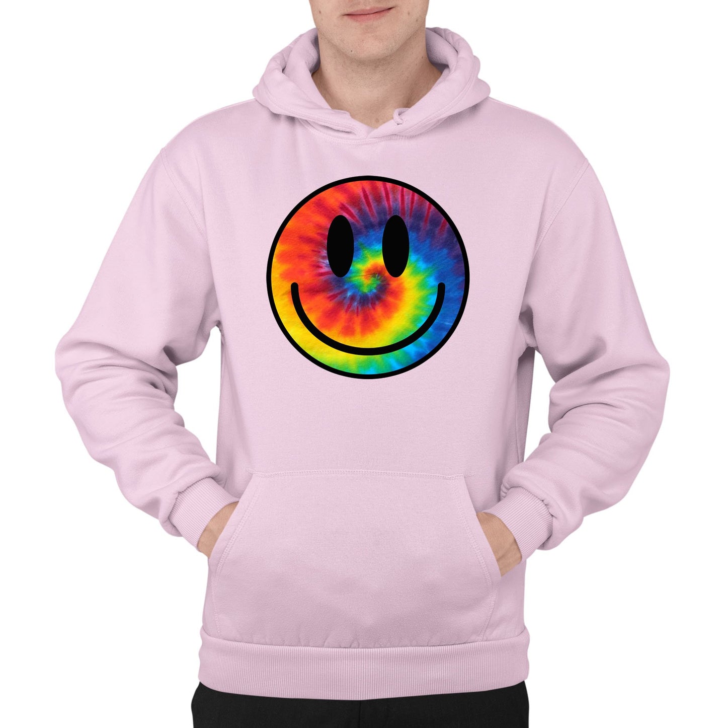 Tie Dye Happy Smile Face Mens Pullover Hoodie