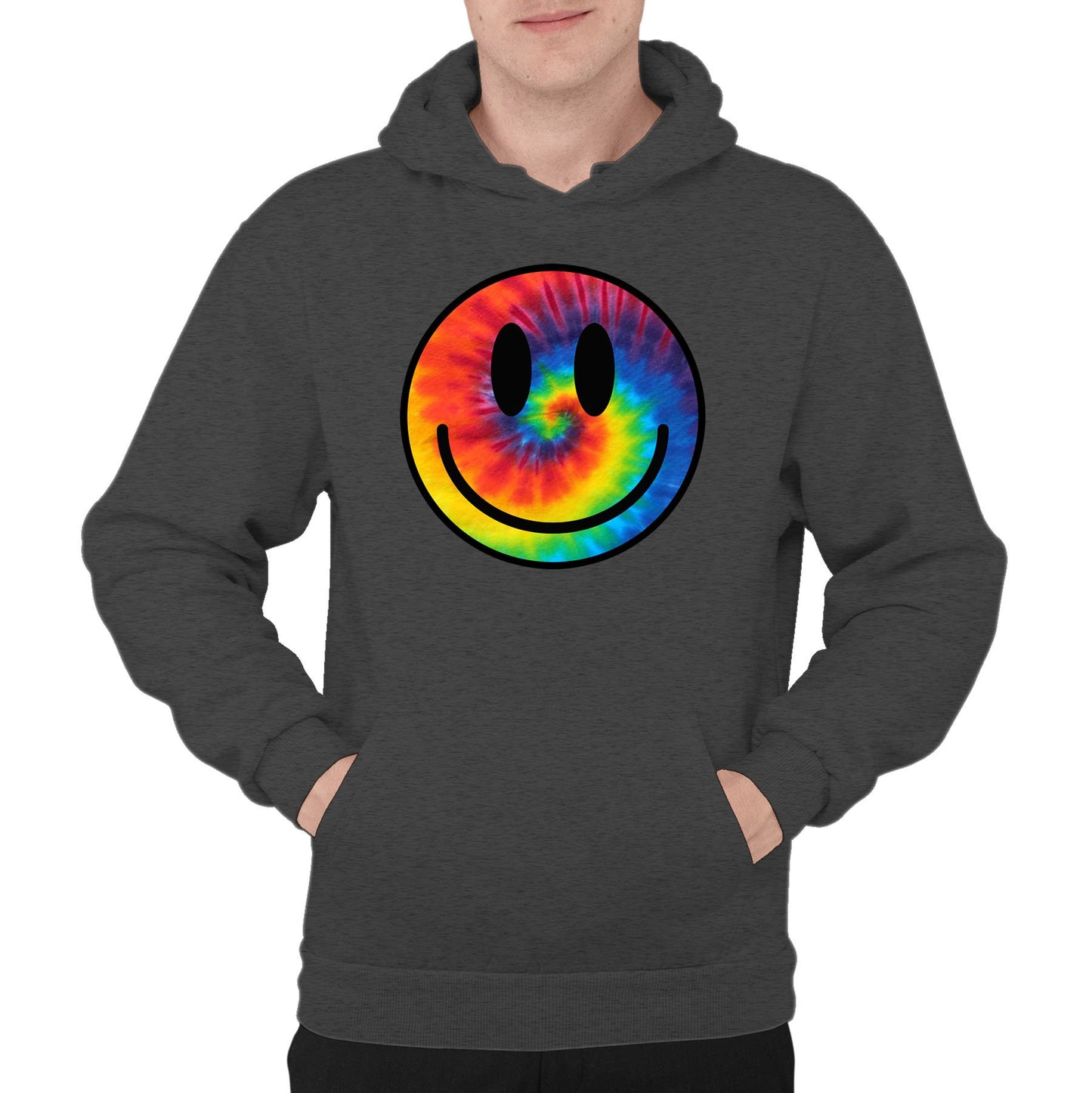 Tie Dye Happy Smile Face Mens Pullover Hoodie