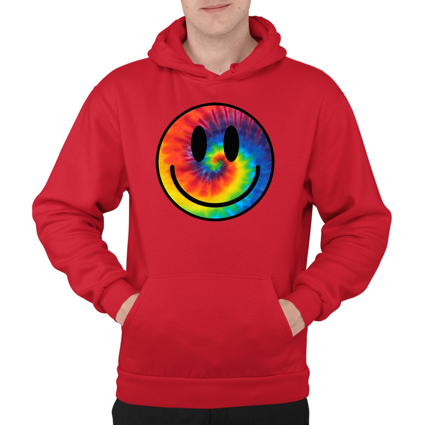 Tie Dye Happy Smile Face Mens Pullover Hoodie