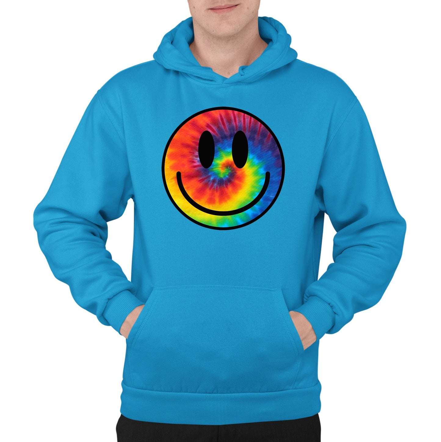 Tie Dye Happy Smile Face Mens Pullover Hoodie