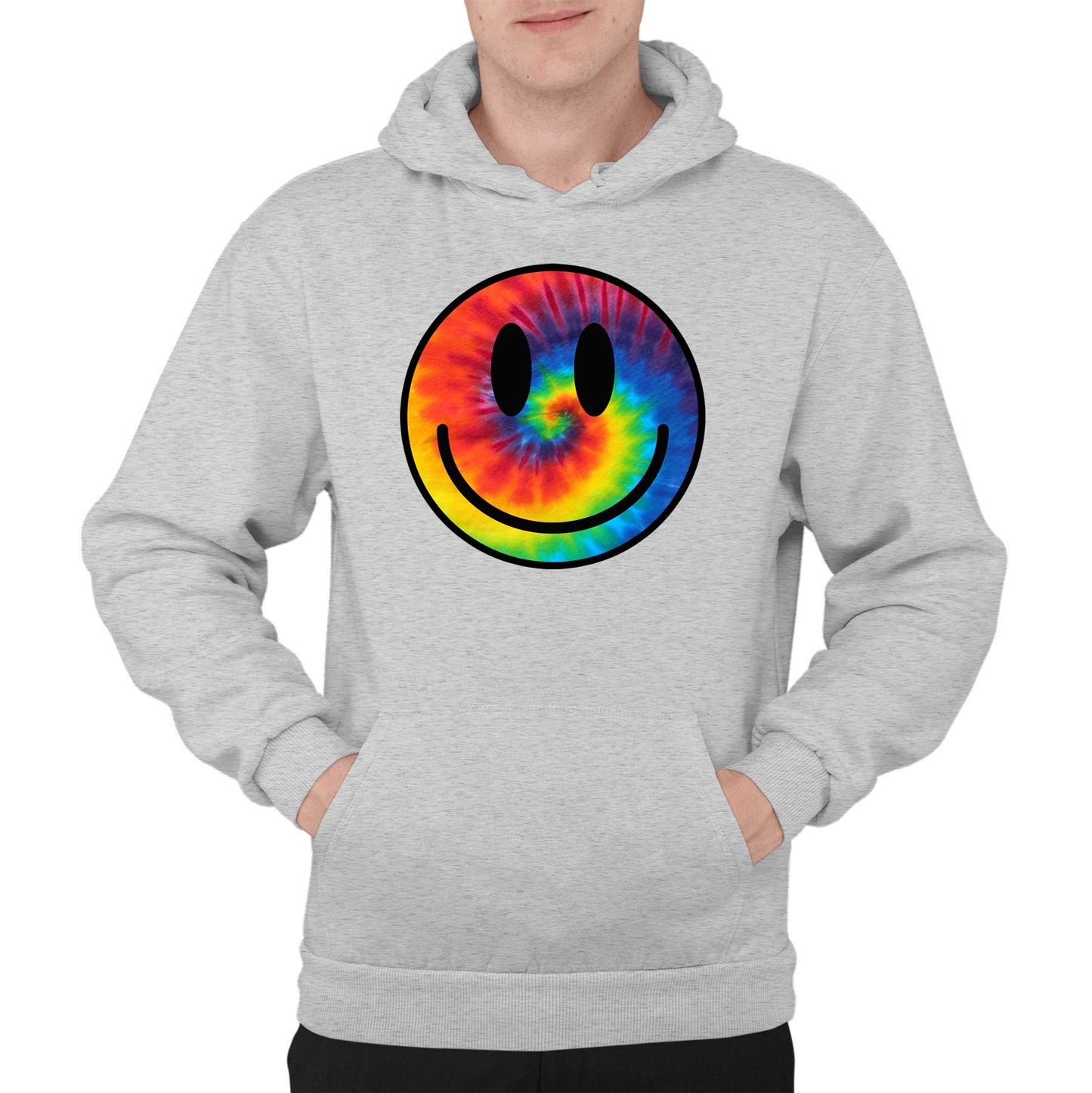 Tie Dye Happy Smile Face Mens Pullover Hoodie