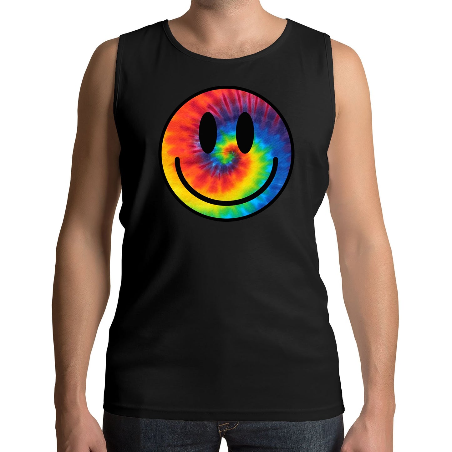 Tie Dye Happy Smile Face Mens Vest