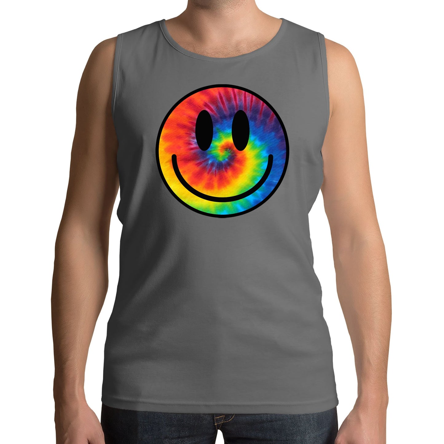 Tie Dye Happy Smile Face Mens Vest