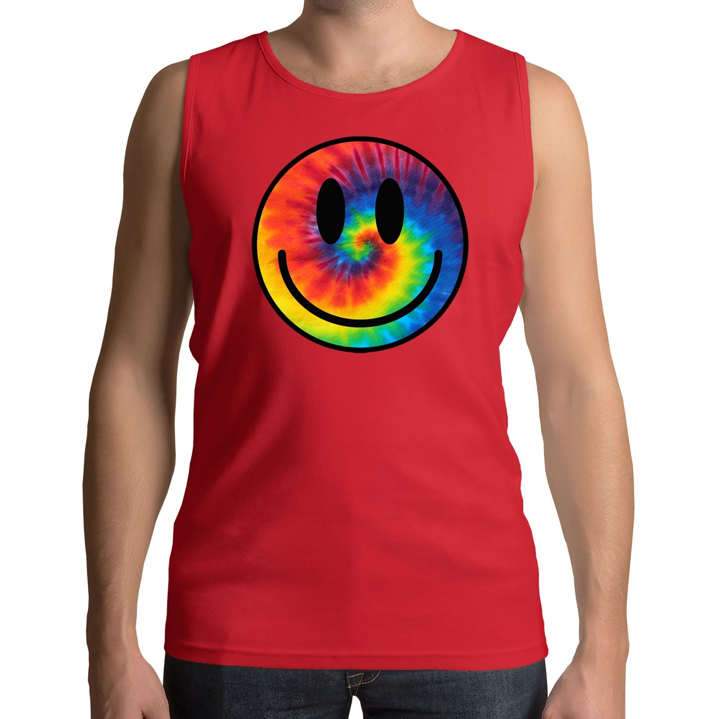 Tie Dye Happy Smile Face Mens Vest