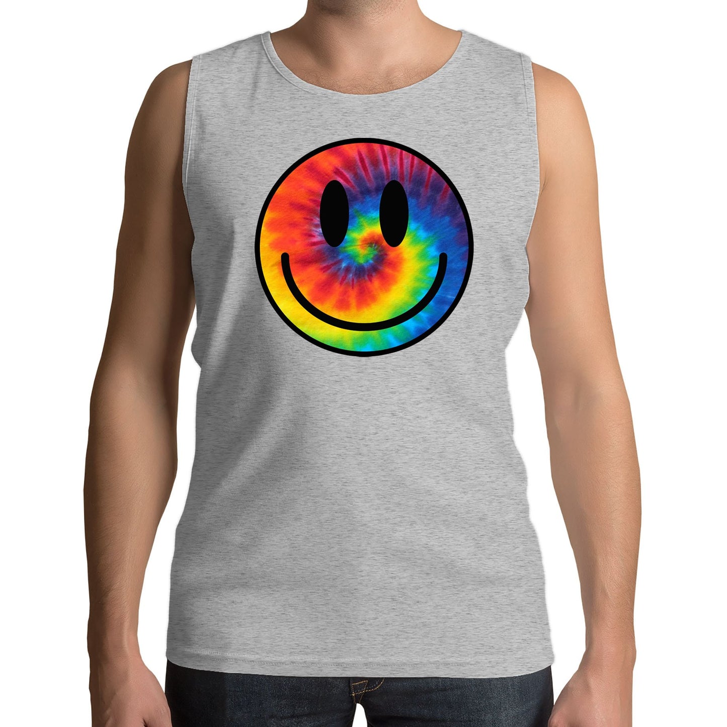 Tie Dye Happy Smile Face Mens Vest