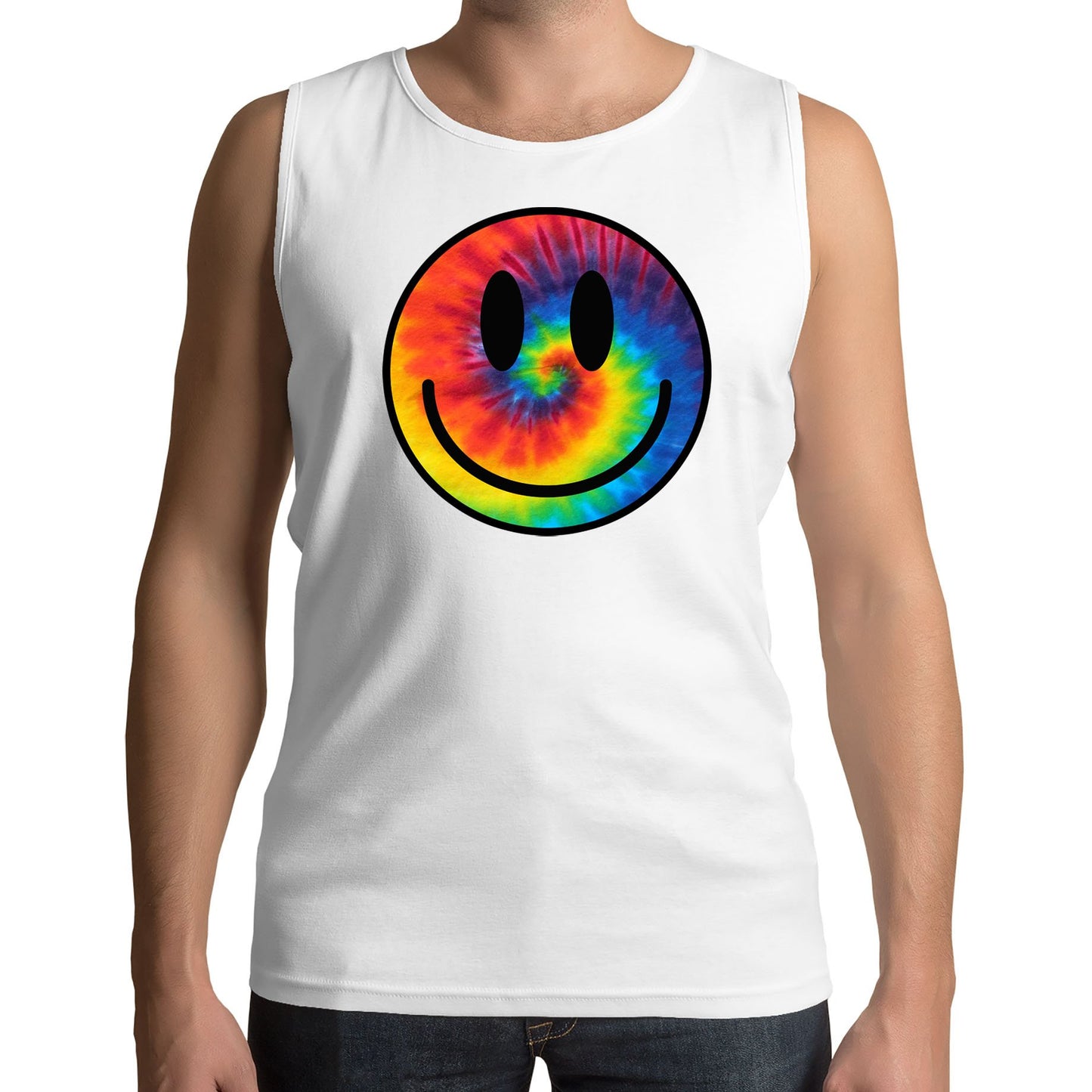 Tie Dye Happy Smile Face Mens Vest