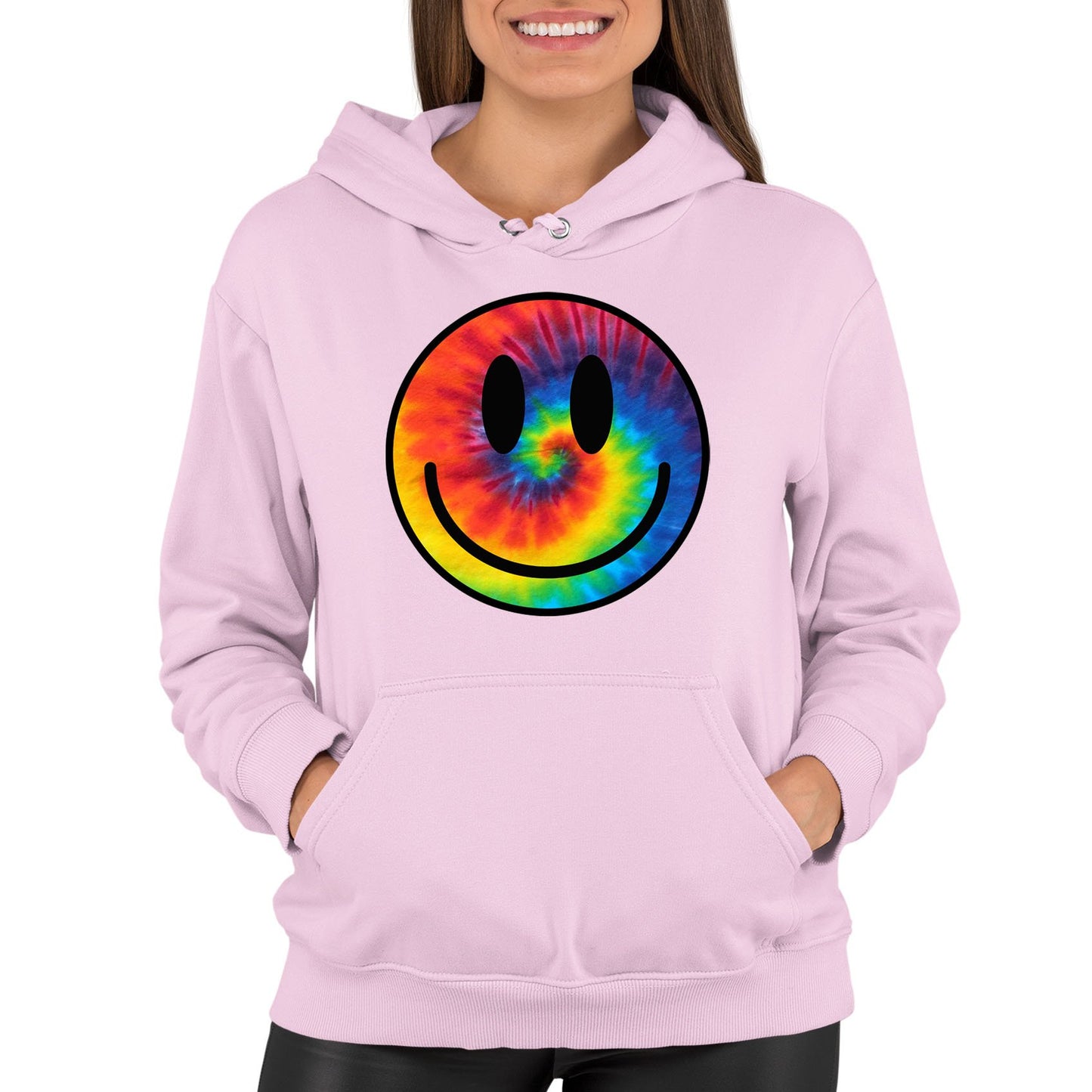 Tie Dye Happy Smile Face Womens Pullover Hoodie