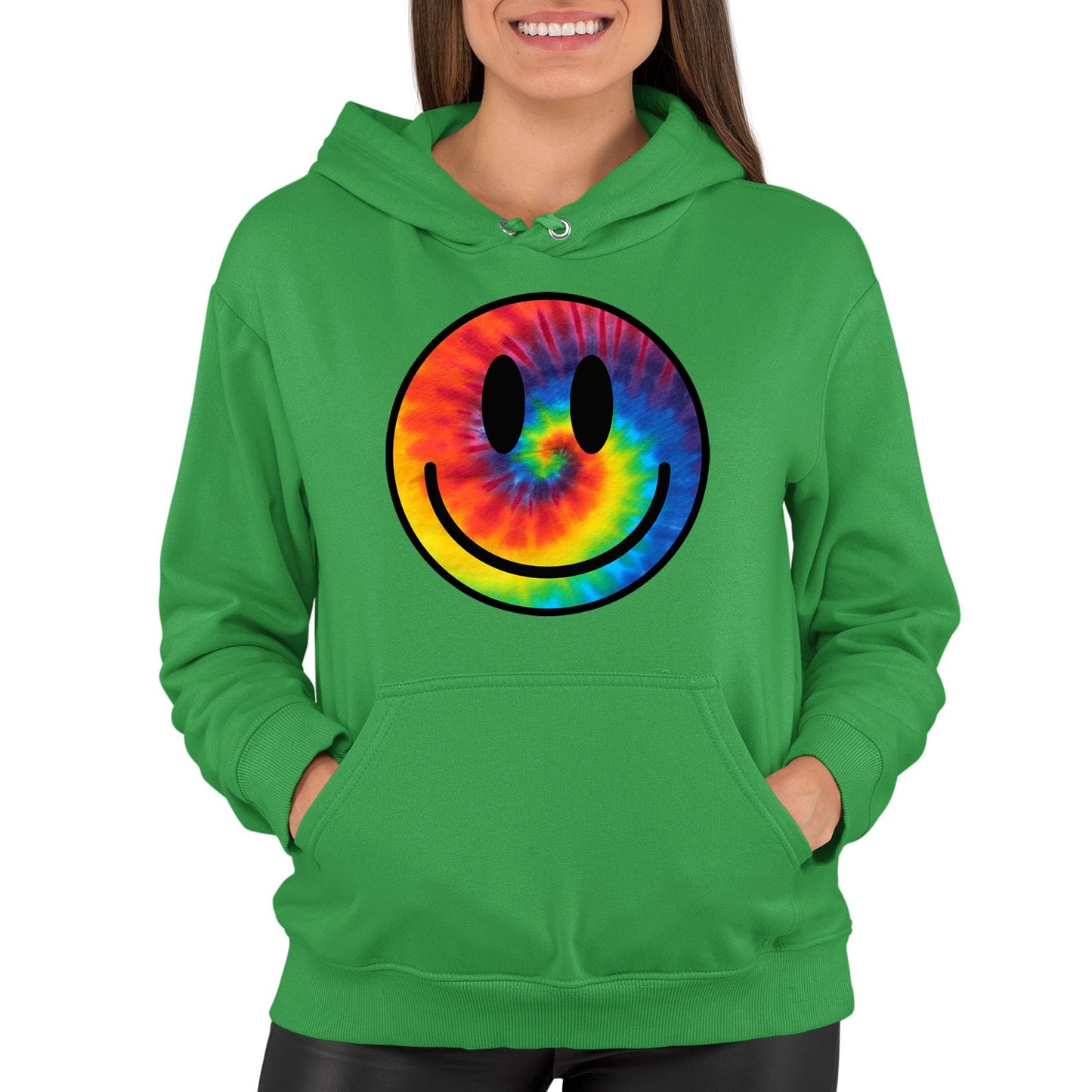 Tie Dye Happy Smile Face Womens Pullover Hoodie