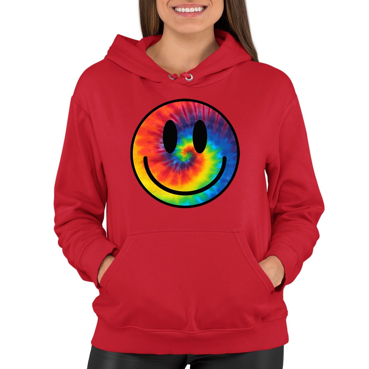 Tie Dye Happy Smile Face Womens Pullover Hoodie