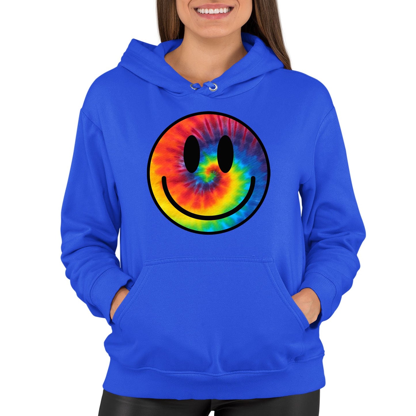 Tie Dye Happy Smile Face Womens Pullover Hoodie