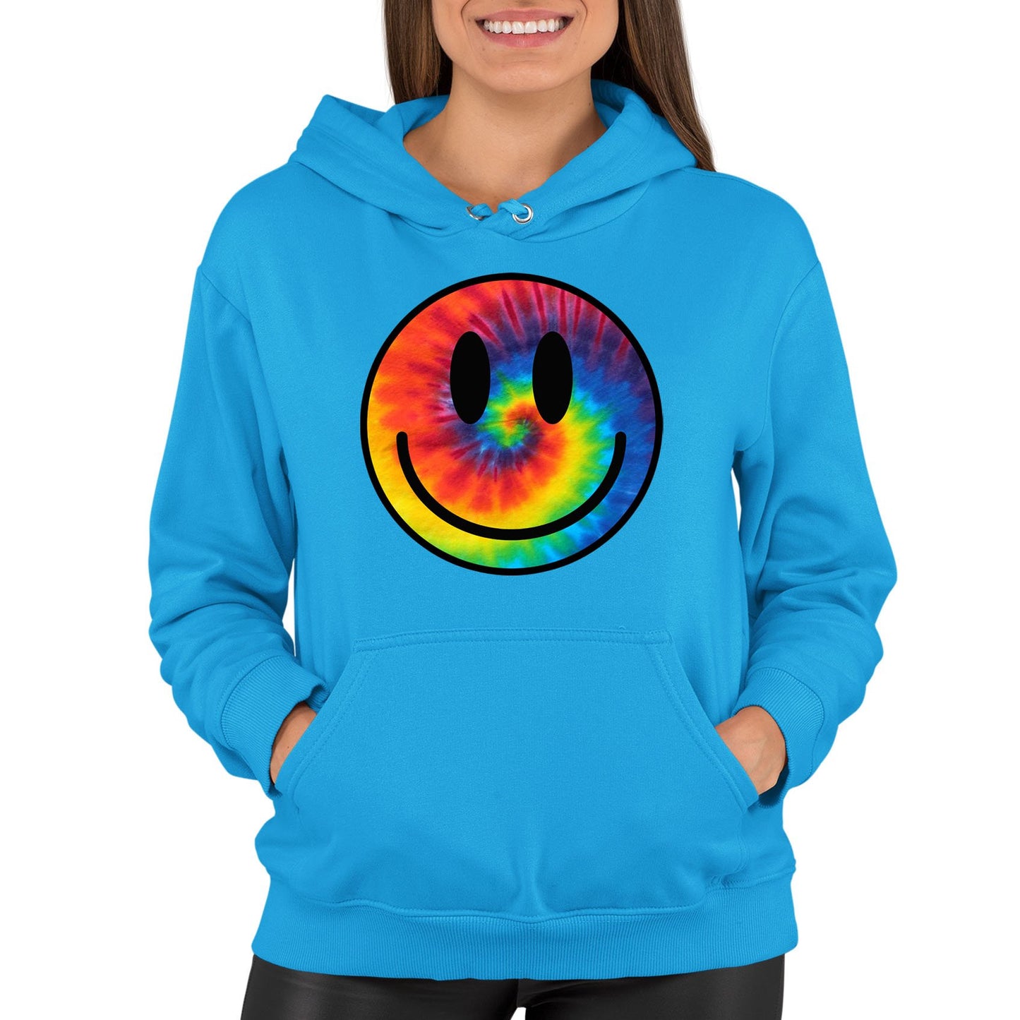 Tie Dye Happy Smile Face Womens Pullover Hoodie