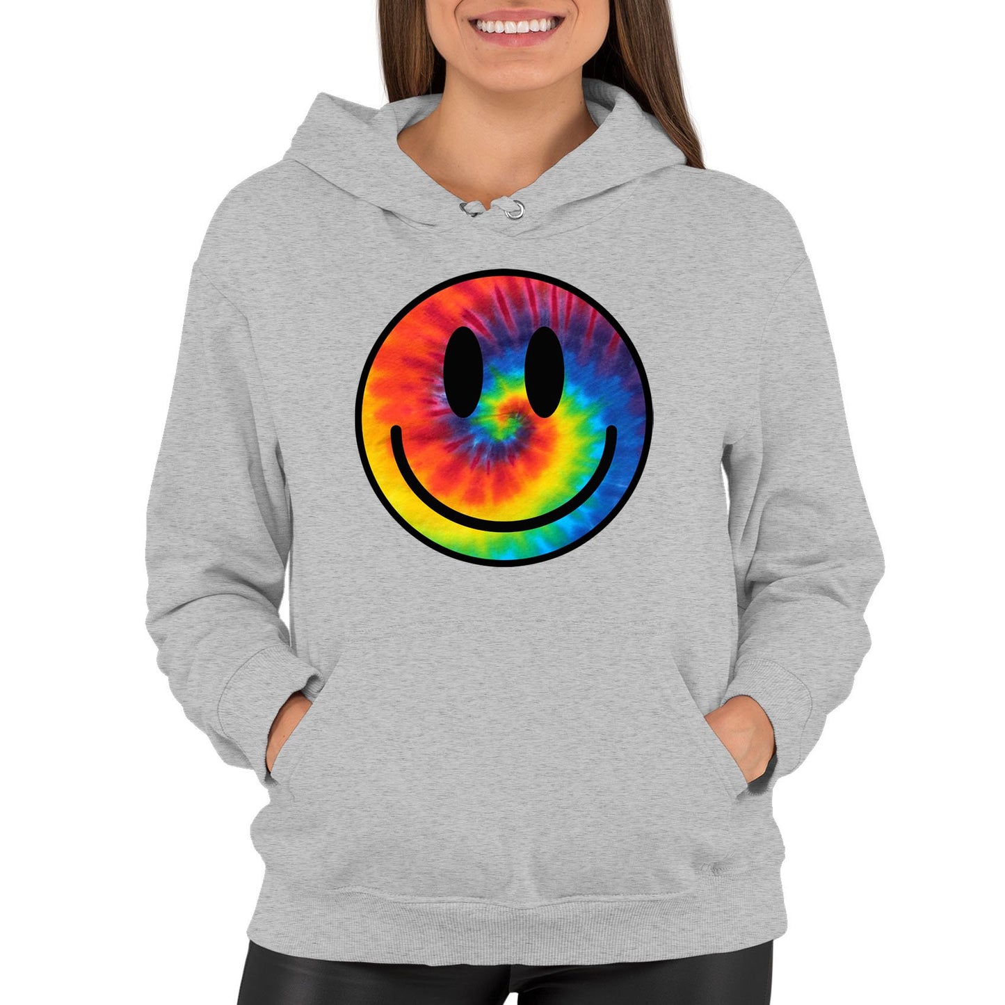 Tie Dye Happy Smile Face Womens Pullover Hoodie