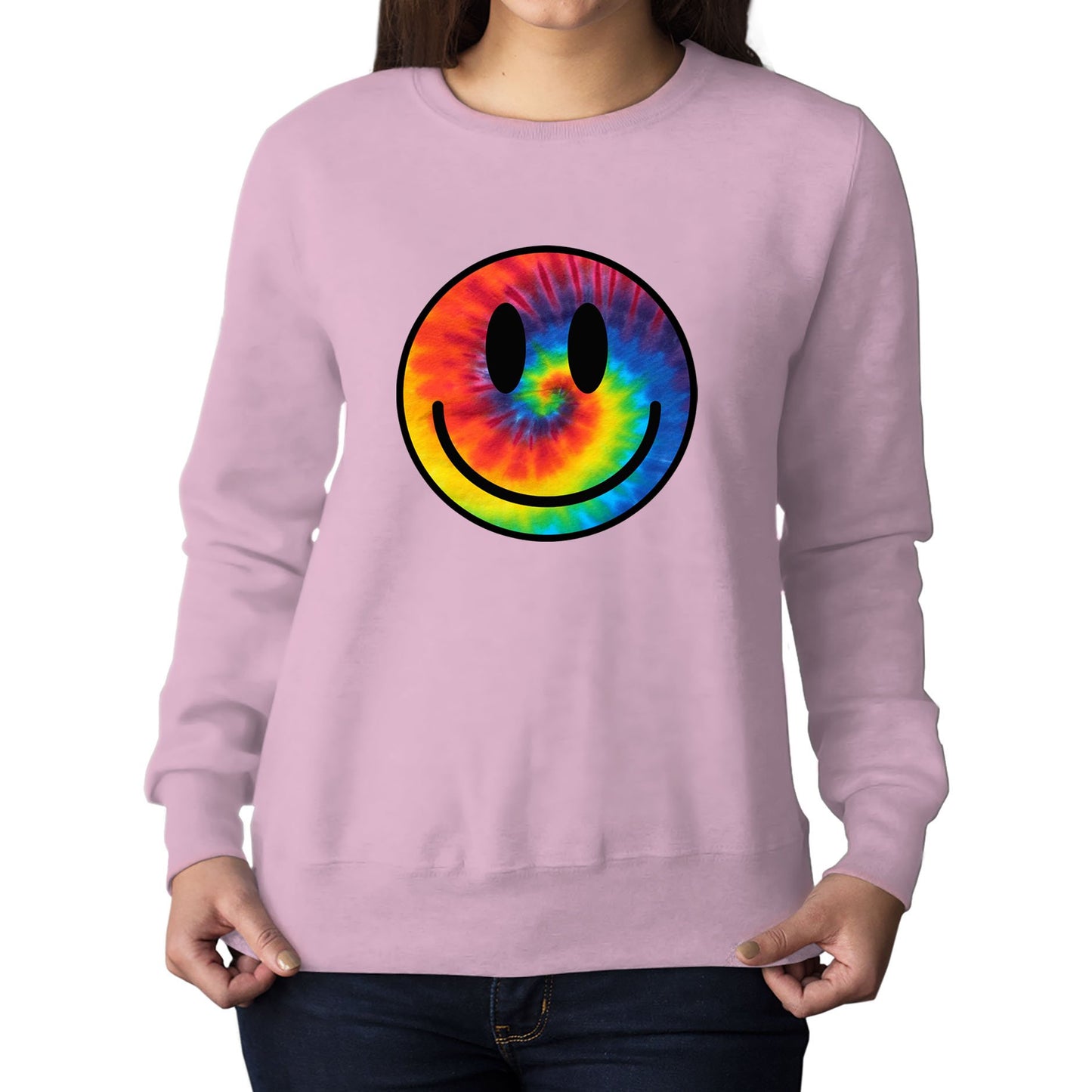 Tie Dye Happy Smile Face Womens Sweatshirt