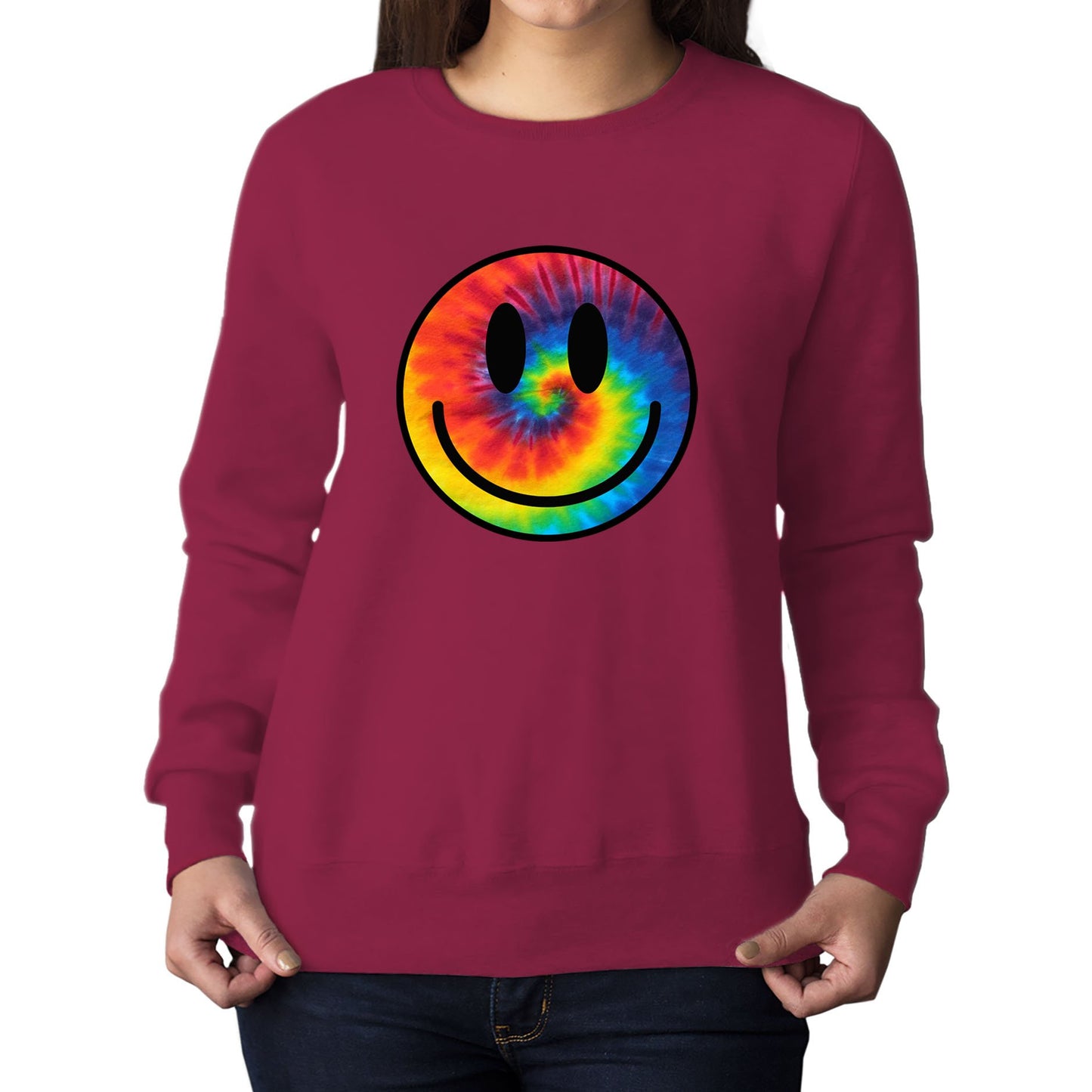 Tie Dye Happy Smile Face Womens Sweatshirt