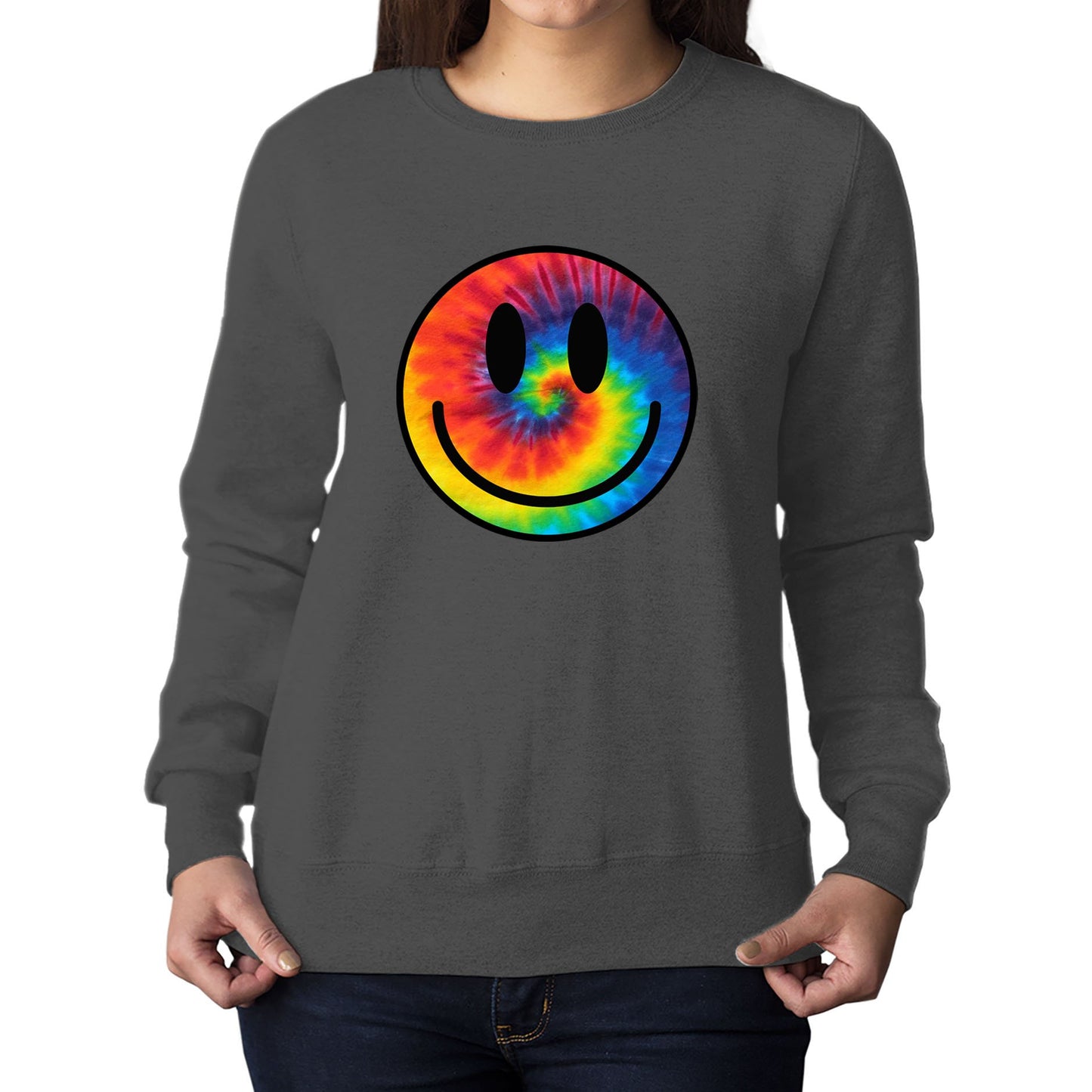 Tie Dye Happy Smile Face Womens Sweatshirt