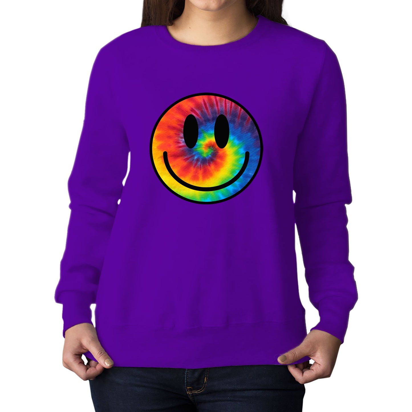 Tie Dye Happy Smile Face Womens Sweatshirt