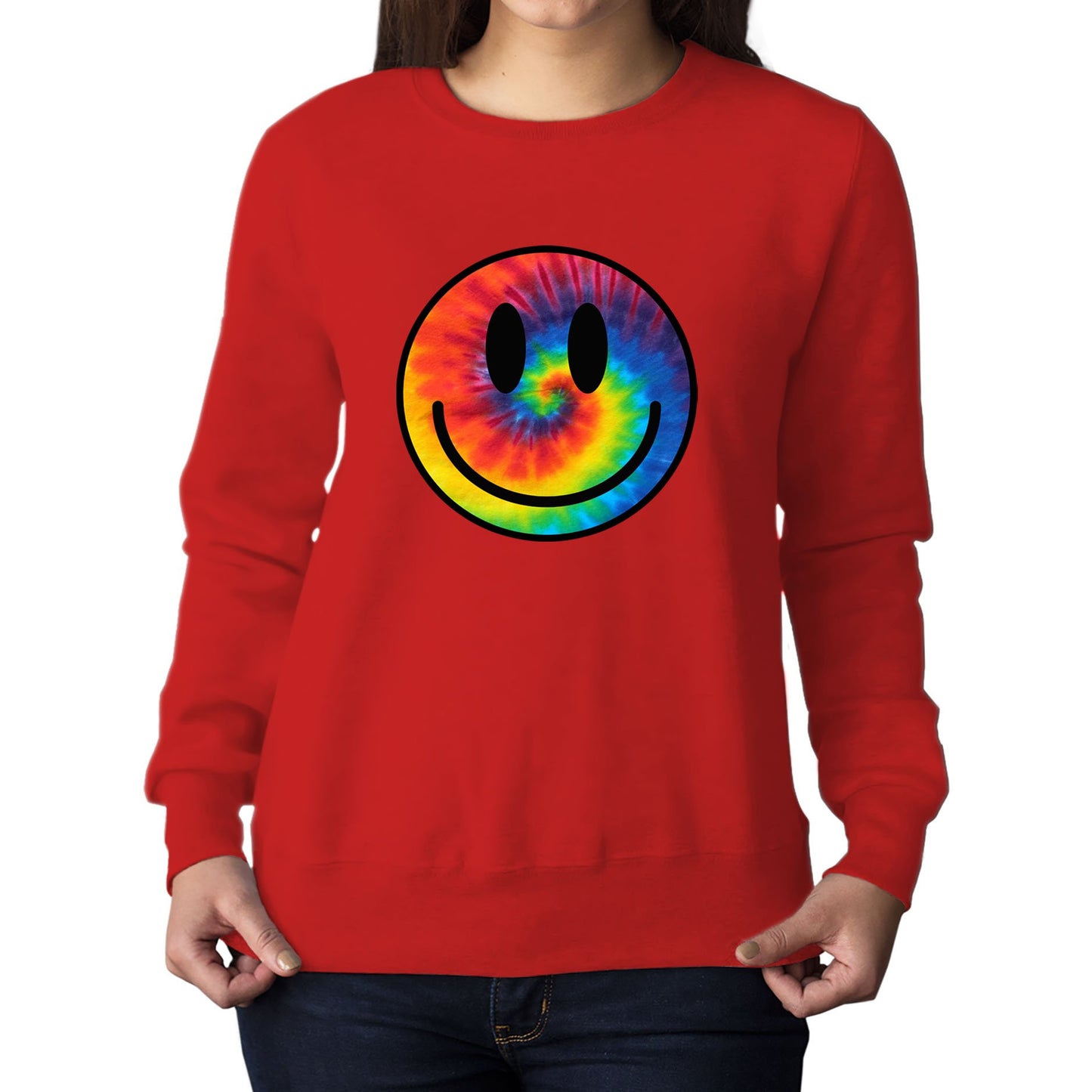 Tie Dye Happy Smile Face Womens Sweatshirt