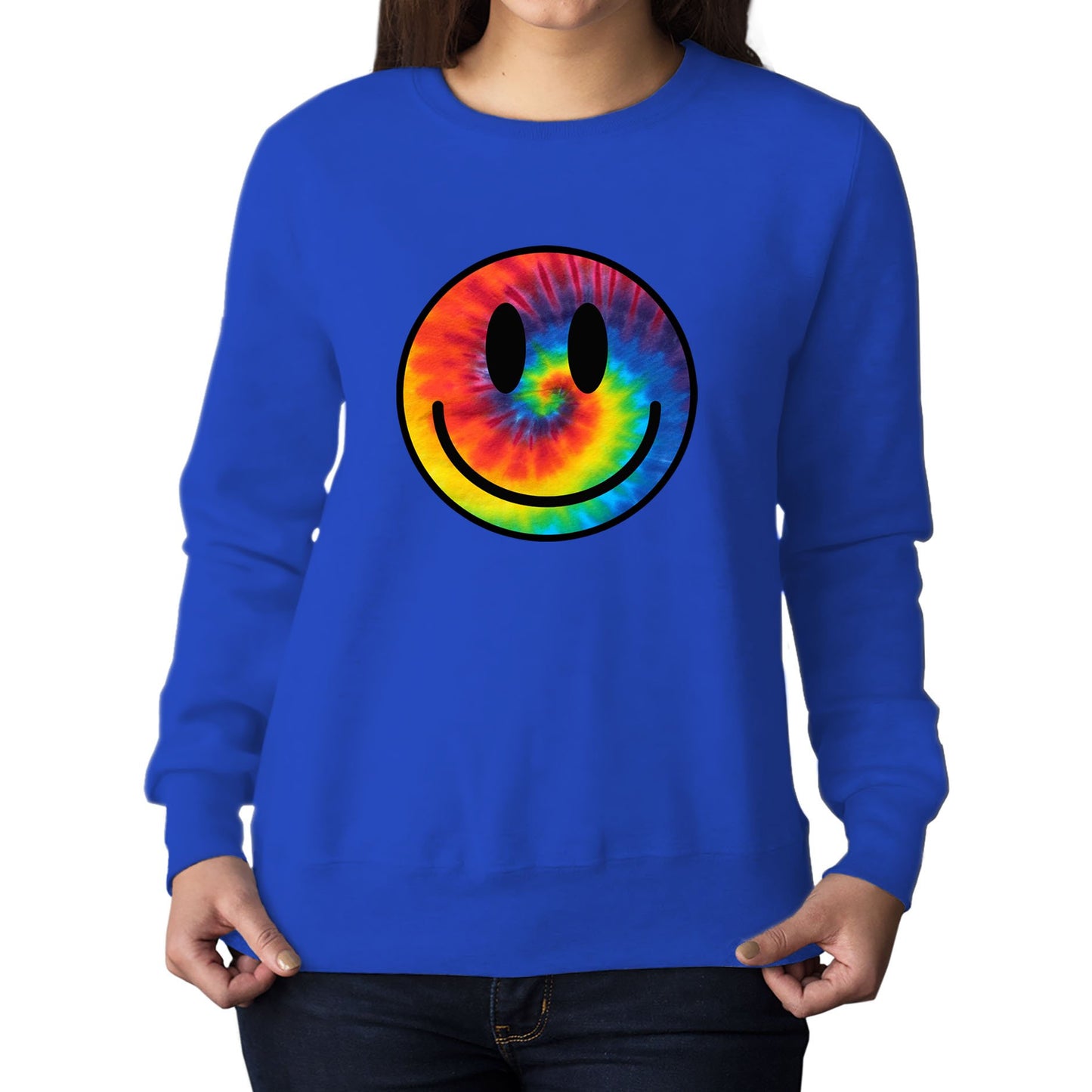 Tie Dye Happy Smile Face Womens Sweatshirt