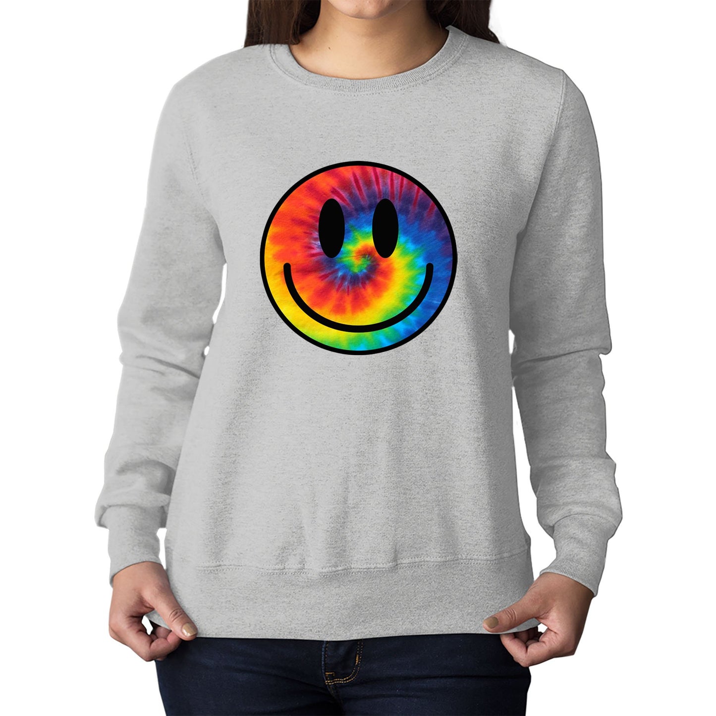 Tie Dye Happy Smile Face Womens Sweatshirt