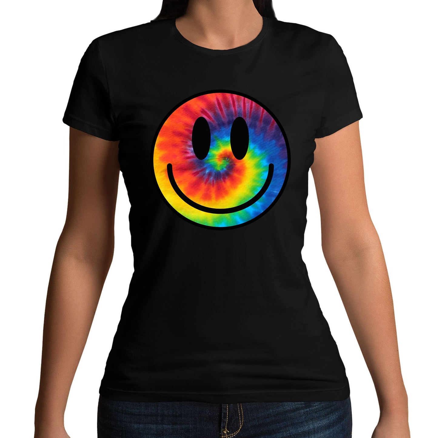 Tie Dye Happy Smile Face Womens T-shirt