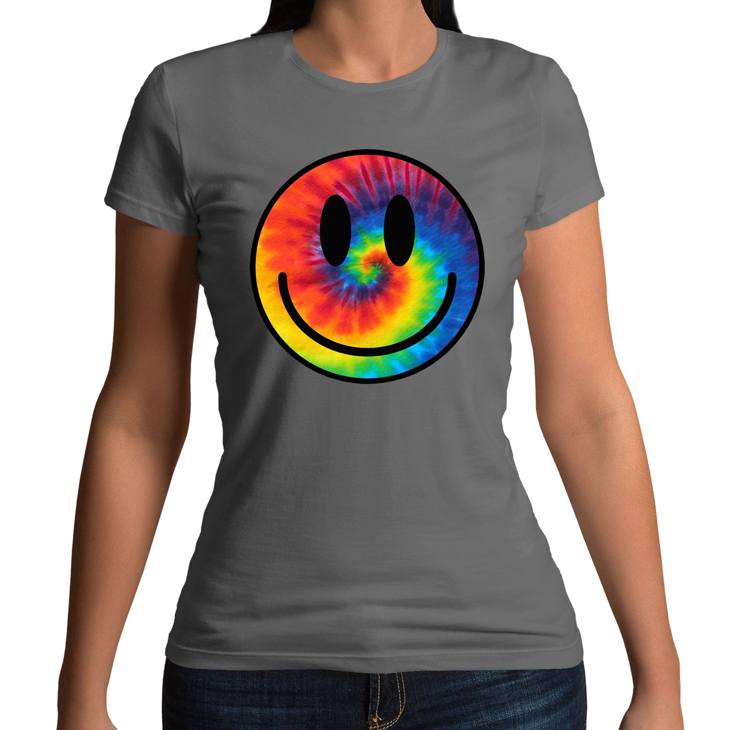 Tie Dye Happy Smile Face Womens T-shirt