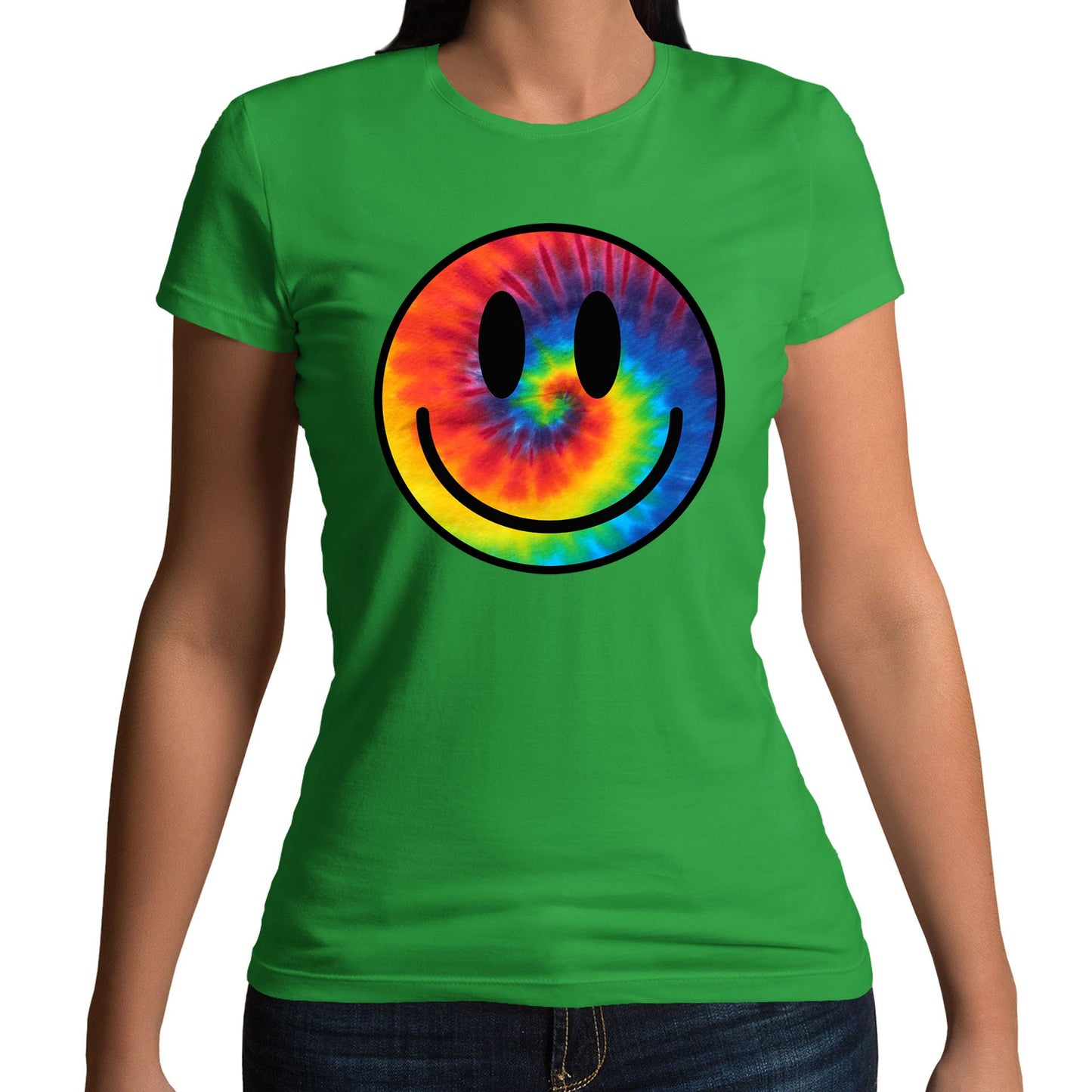 Tie Dye Happy Smile Face Womens T-shirt