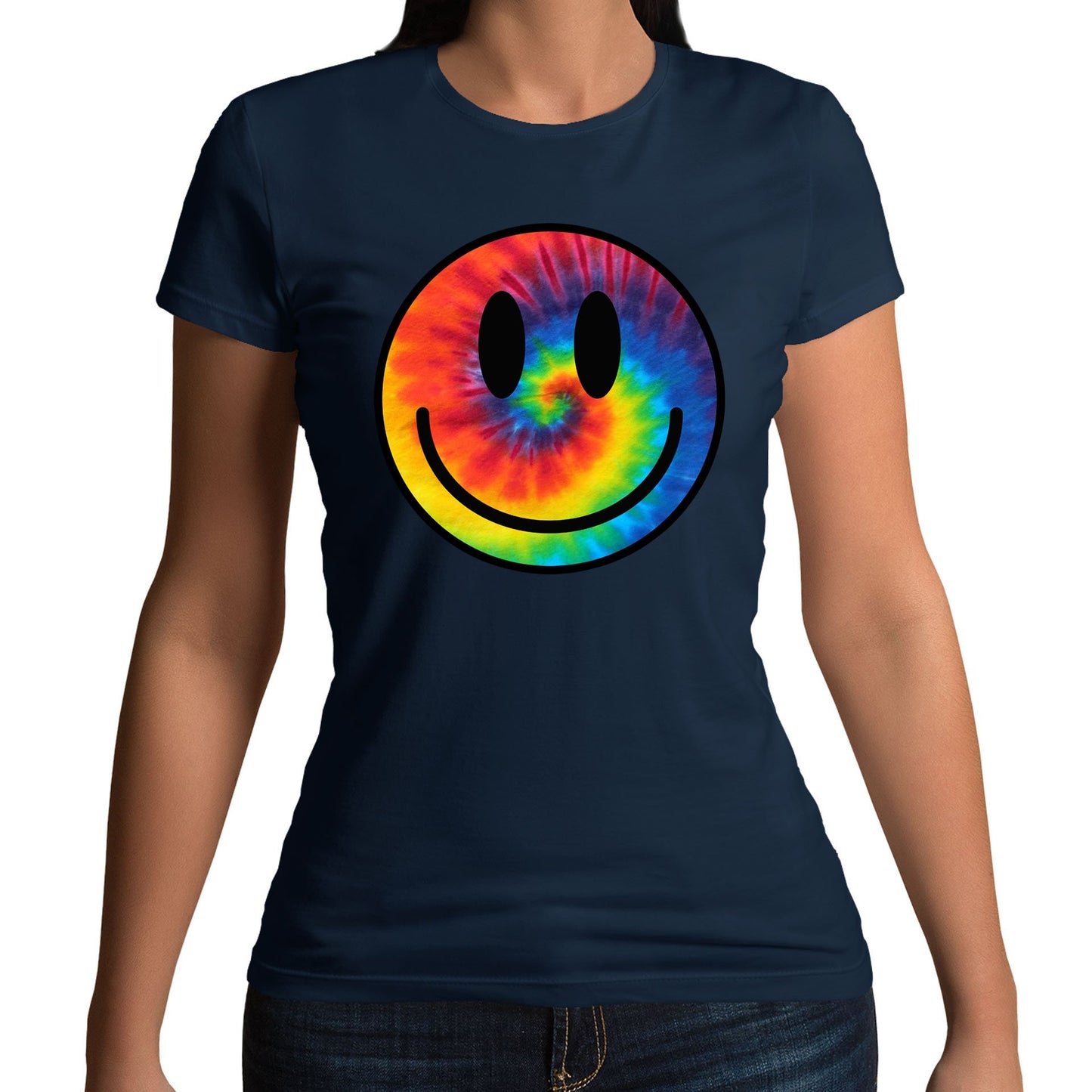 Tie Dye Happy Smile Face Womens T-shirt