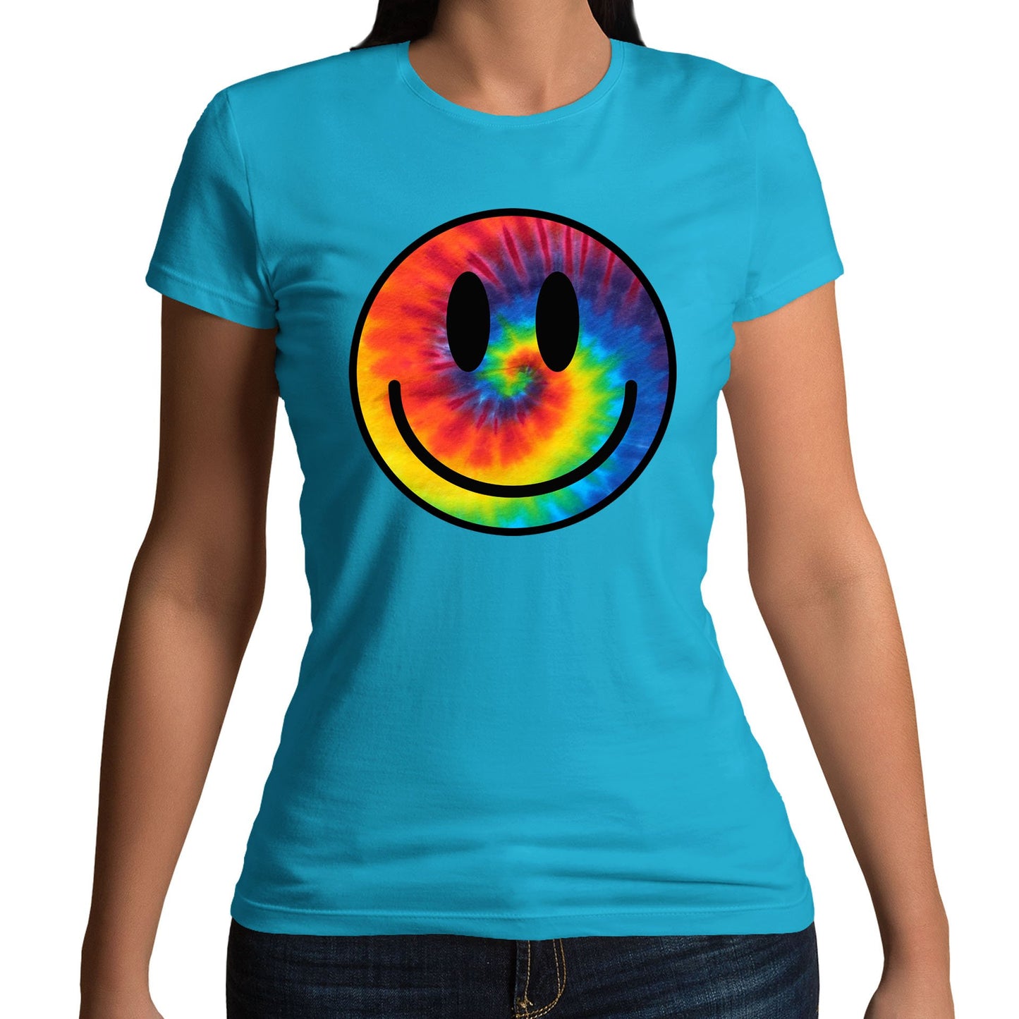 Tie Dye Happy Smile Face Womens T-shirt