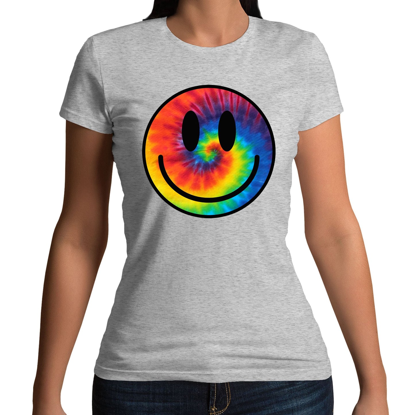 Tie Dye Happy Smile Face Womens T-shirt