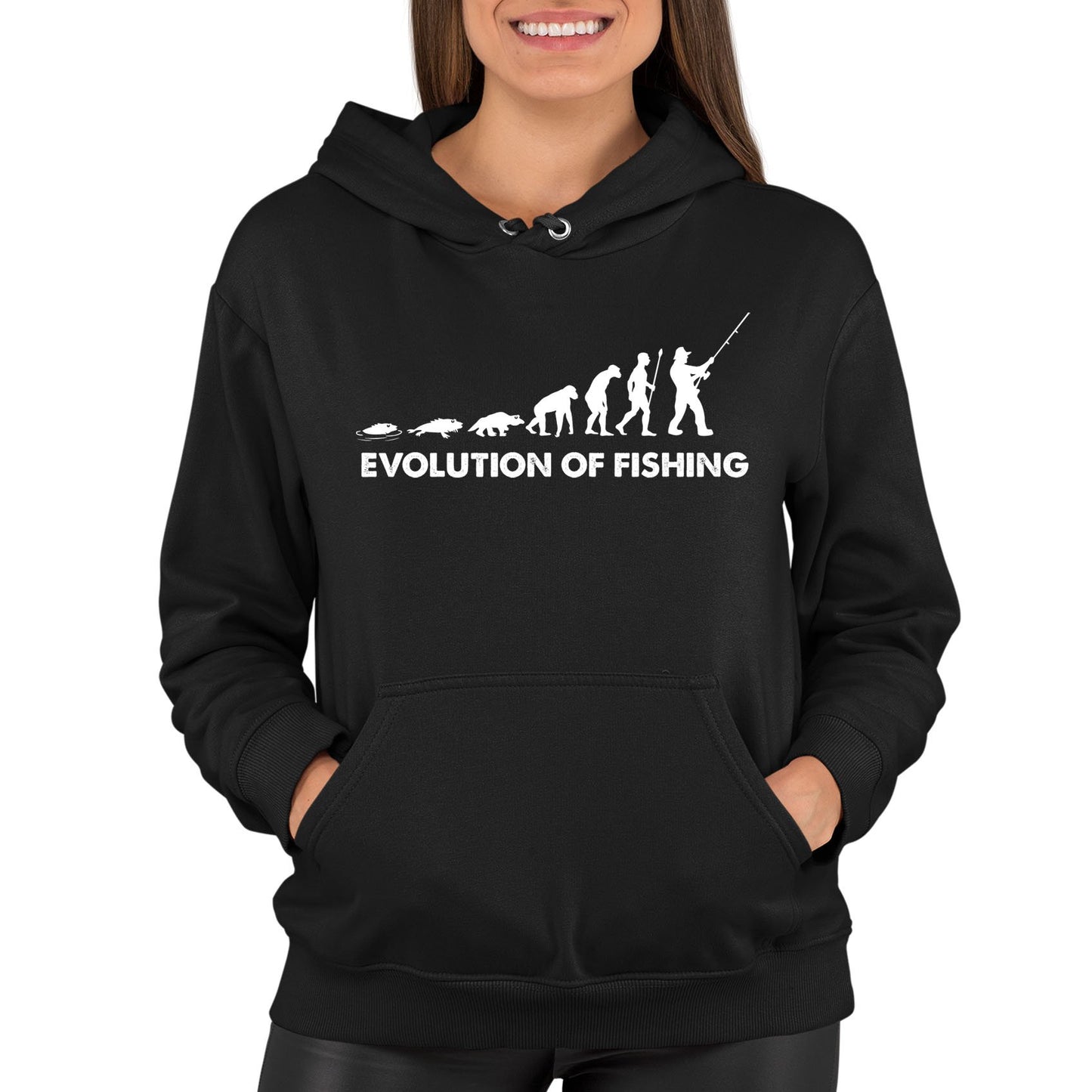 Evolution Of Fishing Womens Pullover Hoodie