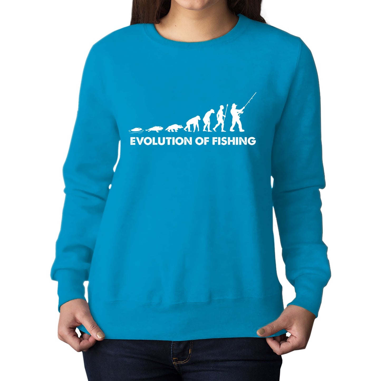 Evolution Of Fishing Womens Sweatshirt