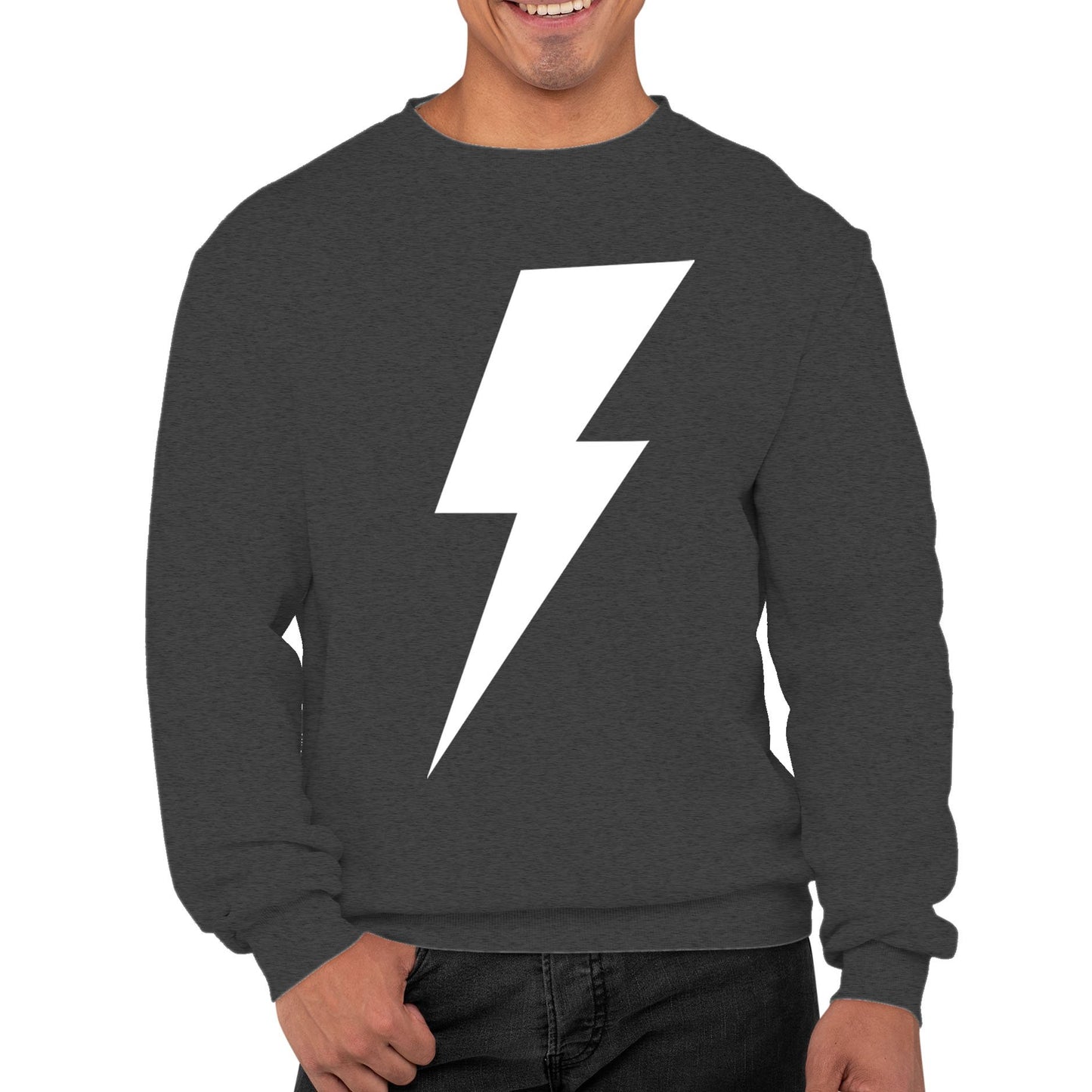 White Lightning Bolt Mens Sweatshirt