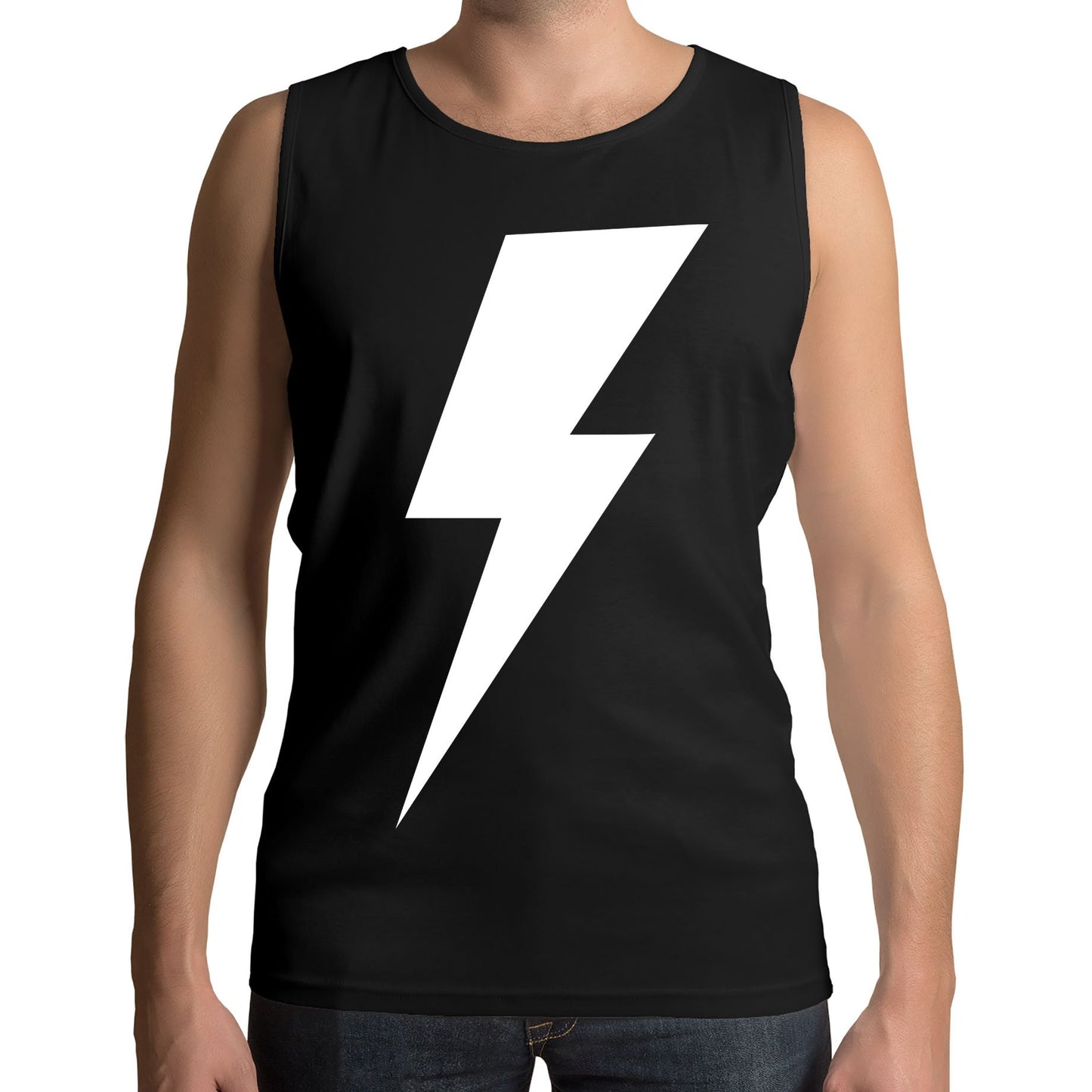 White Lightning Bolt Mens Vest