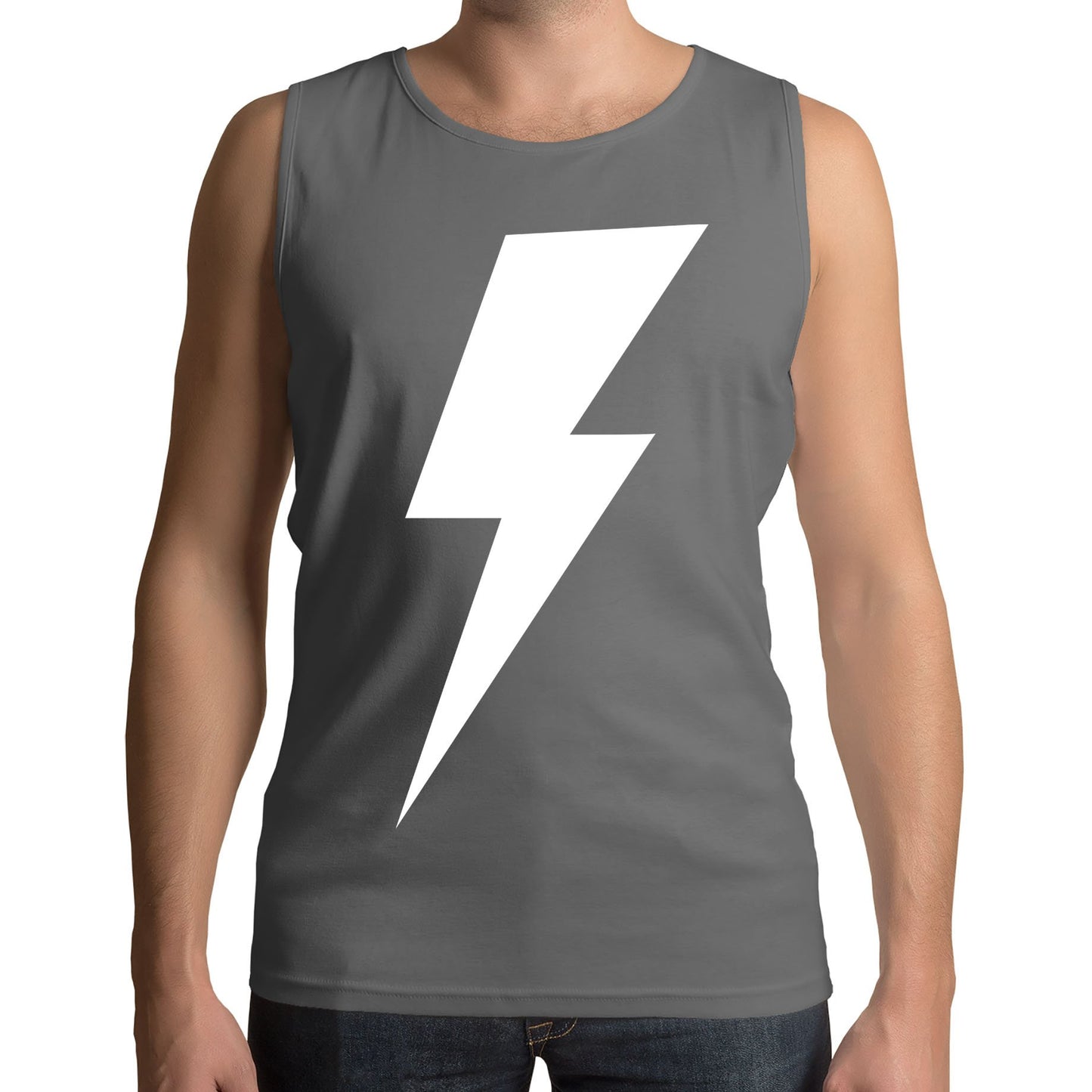 White Lightning Bolt Mens Vest