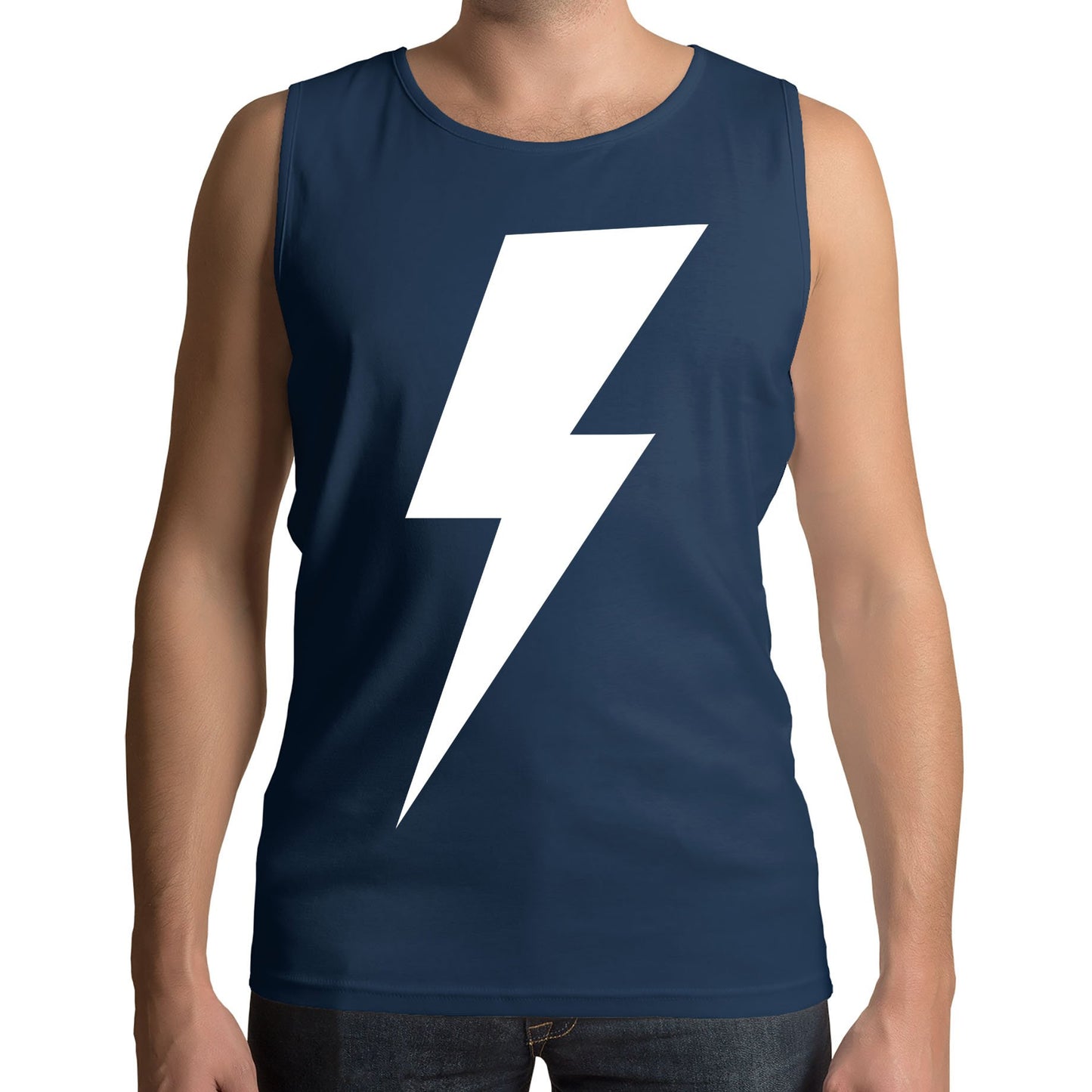 White Lightning Bolt Mens Vest