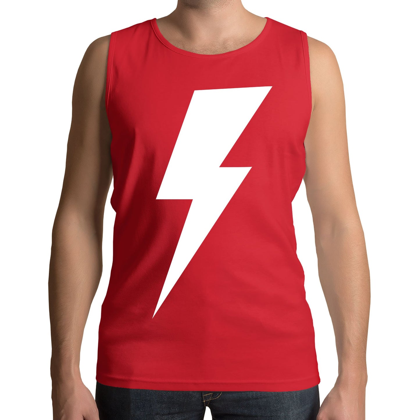 White Lightning Bolt Mens Vest