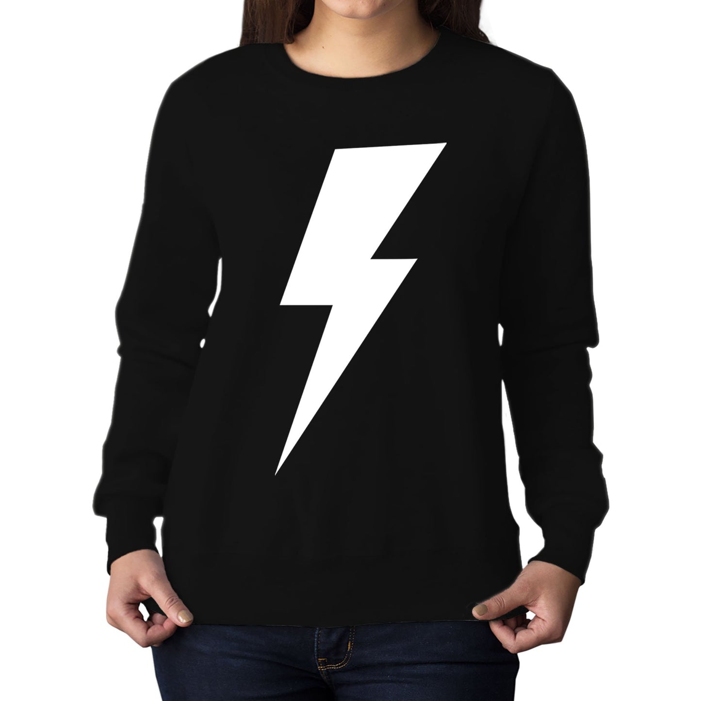 White Lightning Bolt Womens Sweatshirt