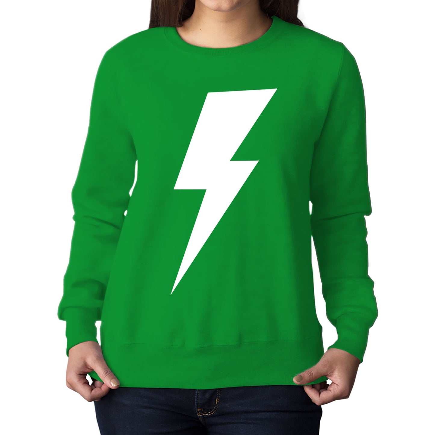 White Lightning Bolt Womens Sweatshirt