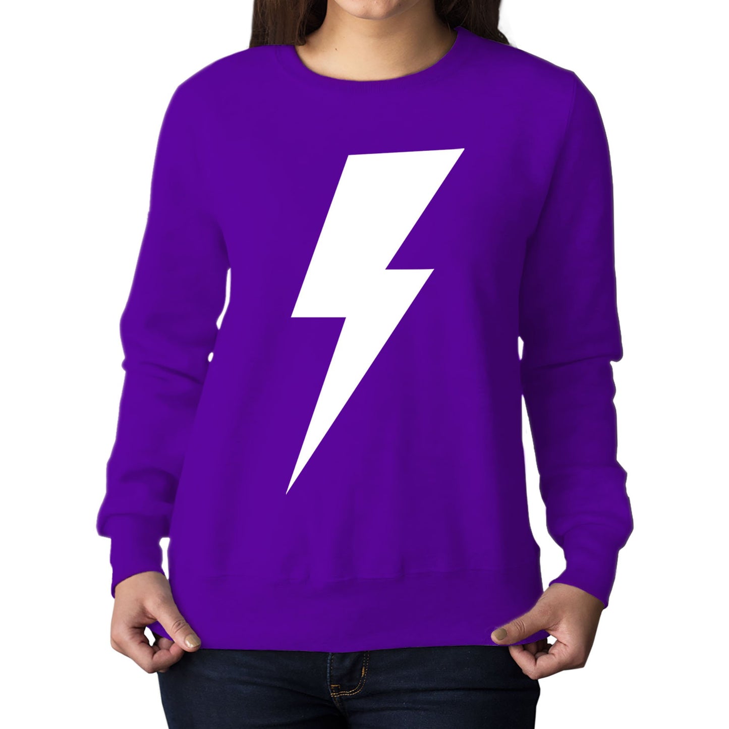 White Lightning Bolt Womens Sweatshirt