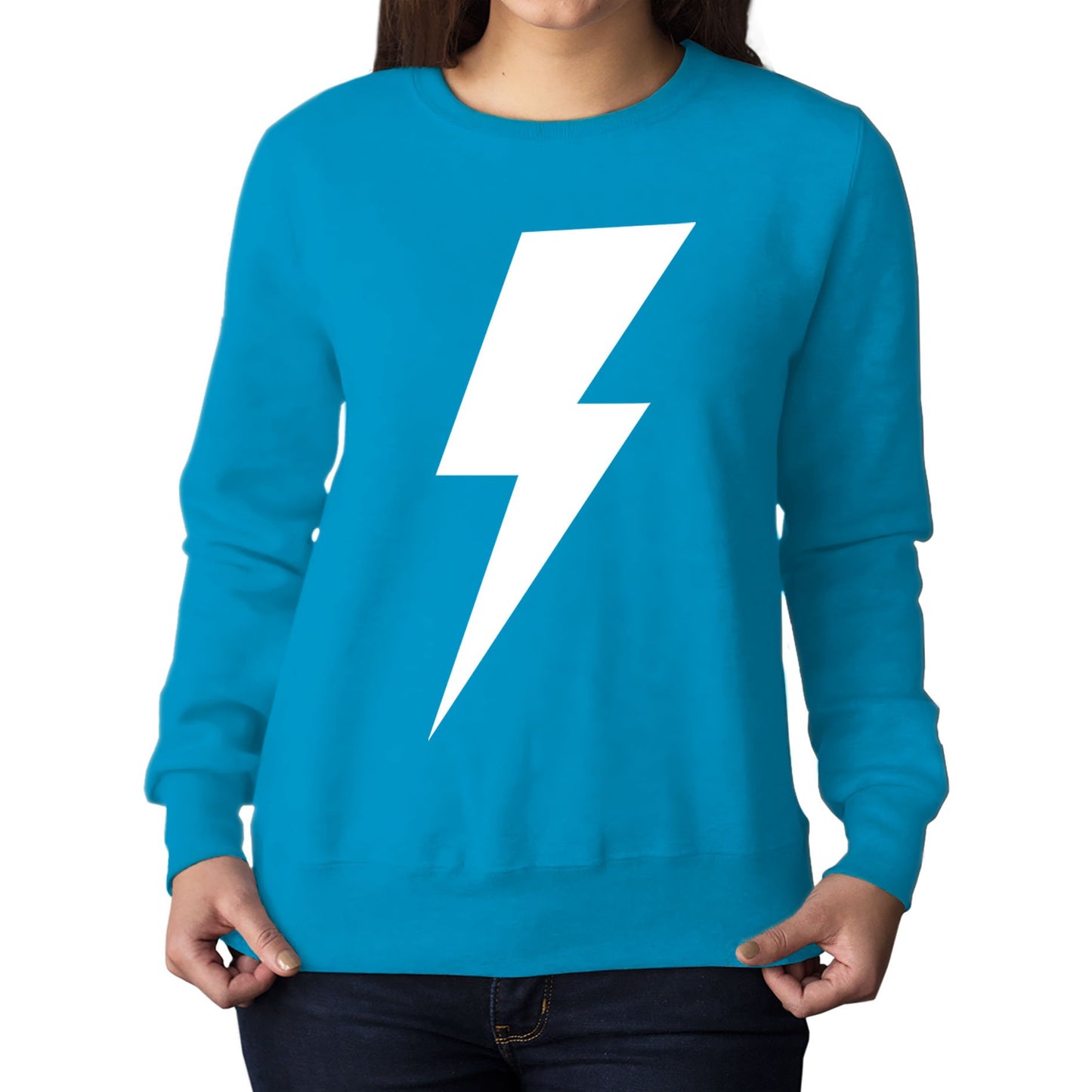 White Lightning Bolt Womens Sweatshirt